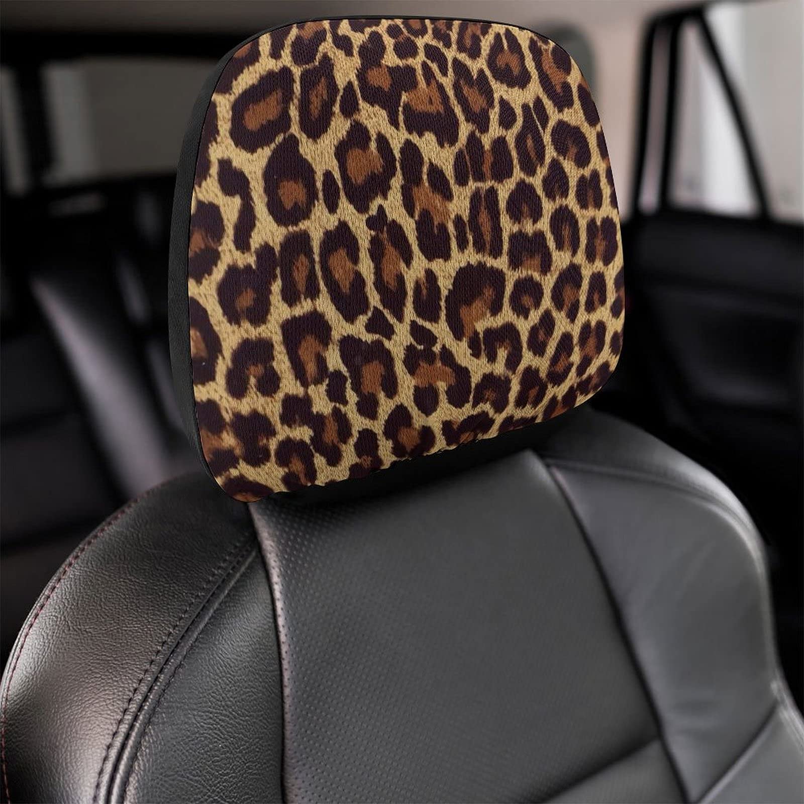 Bagea-Ka Cool Cheetah Leopard Print 2-Pack Universal Car Headrest Covers - Fits Most Cars & Trucks for Men & Women | Stylish Seat Protector for Road Trips & Daily Commute