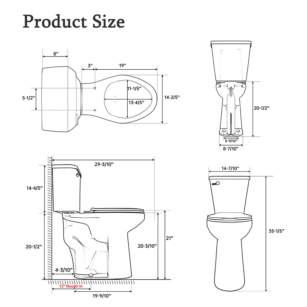 SUPERFLO 21 Inch Tall Toilet for Seniors & Adults - High Rise Comfort Height Toilet with S-Trap & Single Flush Tank - ADA Compliant Elongated Toilet Bowl with Soft Close Seat - Perfect for Elderly, Tall People & Accessible Bathrooms (Home, Assisted Living, Healthcare Facilities)