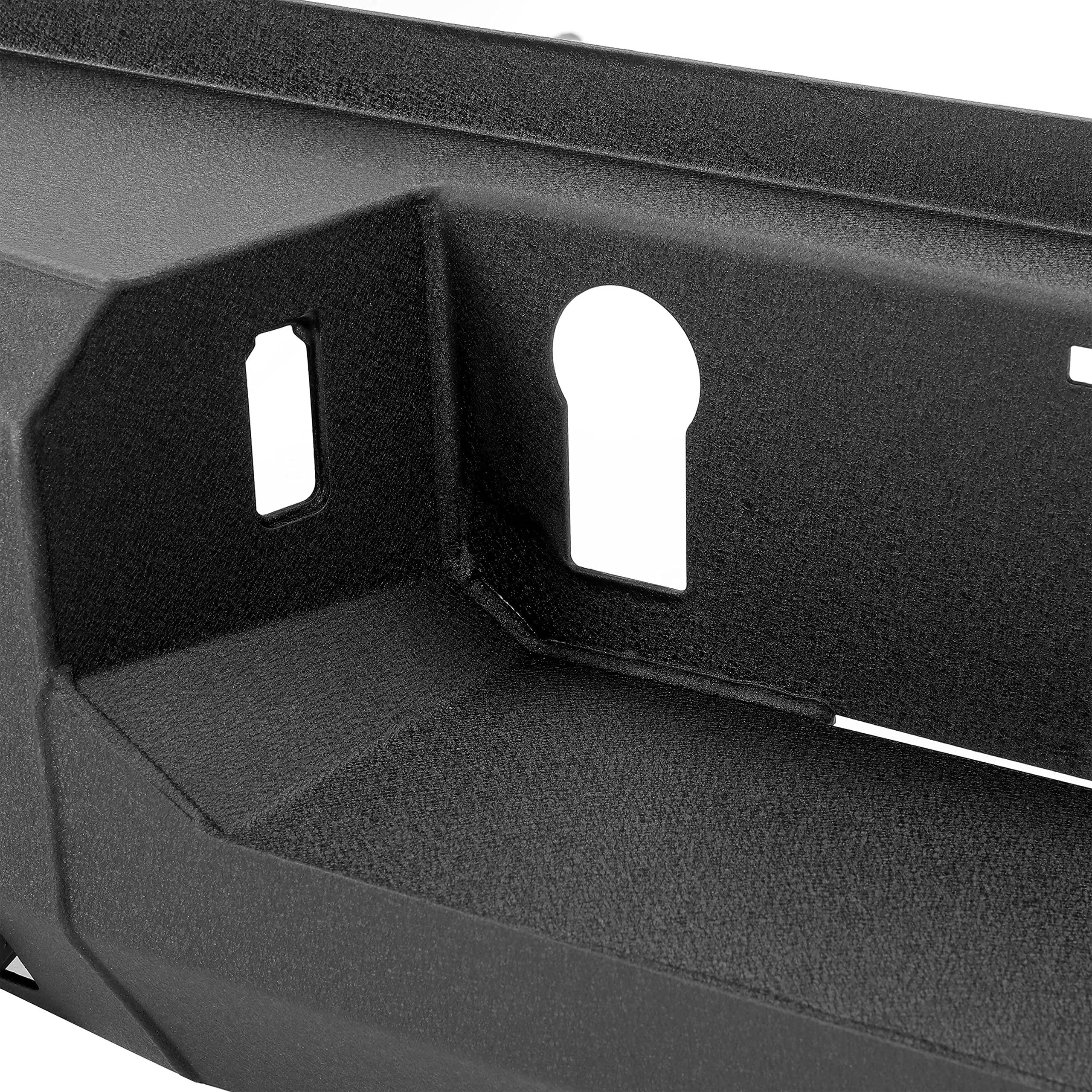 KUAFU Heavy Duty Rear Bumper with D-Rings & LED Lights for 2019-2023 Ford Ranger | Textured Black Steel Truck Bumper | Off-Road Protection & Towing Accessory