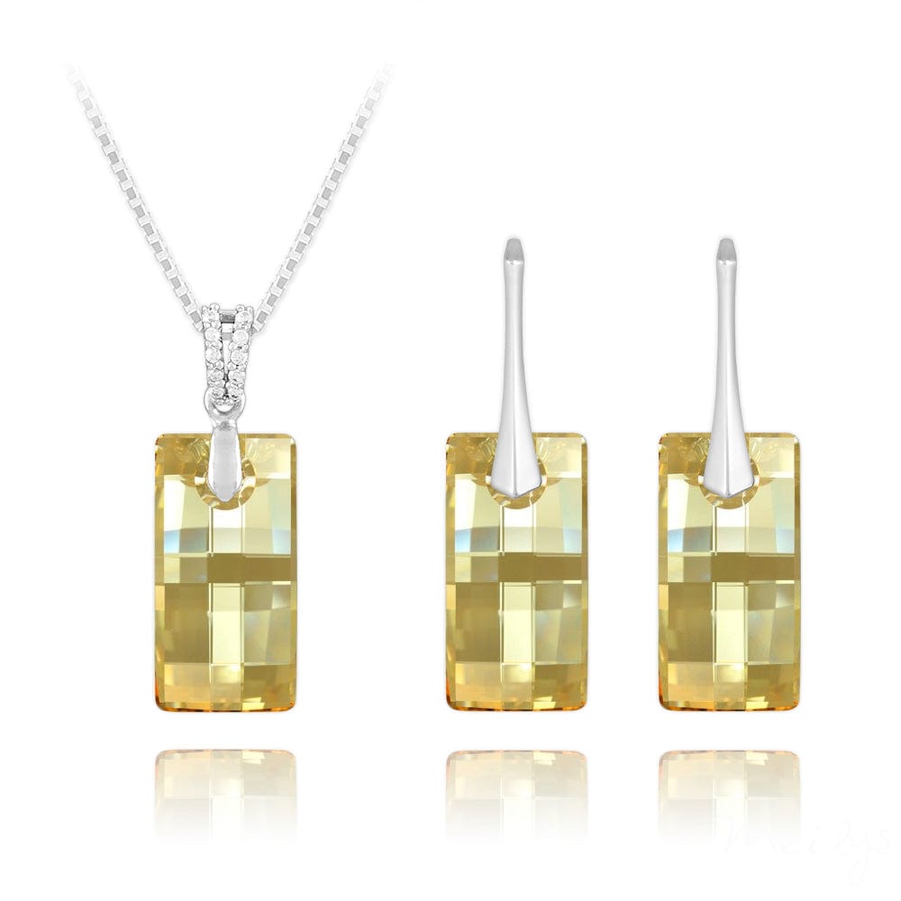 Golden Shadow Silver Fine Jewelry Set - Elegant Necklace & Earrings for Women - Perfect for Weddings, Parties & Special Occasions