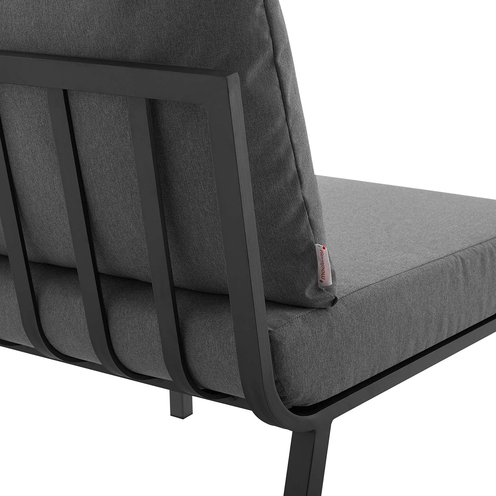 Modway Riverside Outdoor Armless Chair - Gray Charcoal Patio Furniture for Poolside, Deck & Garden Relaxation