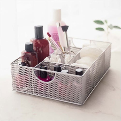 YBM HOME Stainless Steel Mesh Cosmetic Storage Organizer - Holds Makeup, Brushes, Pencils & Accessories | Perfect for Vanity, Bathroom & Dresser Counter | Space-Saving Beauty Organizer for Home & Salon Use