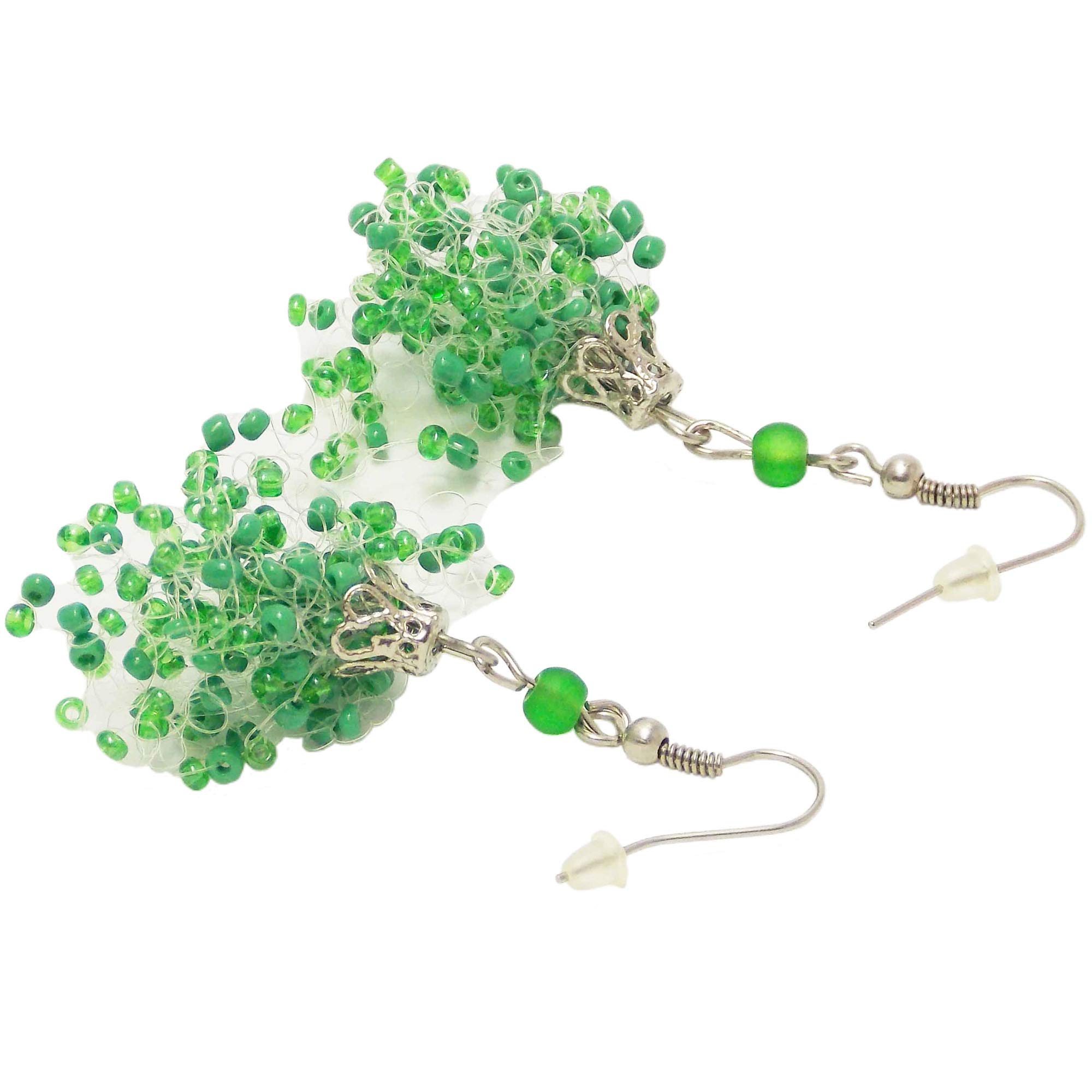 St. Patrick's Day Green Clover Drop Chandelier Earrings - Handmade Crochet Beaded Bridesmaid Gift for Women - Perfect for Summer Weddings & Bridal Parties