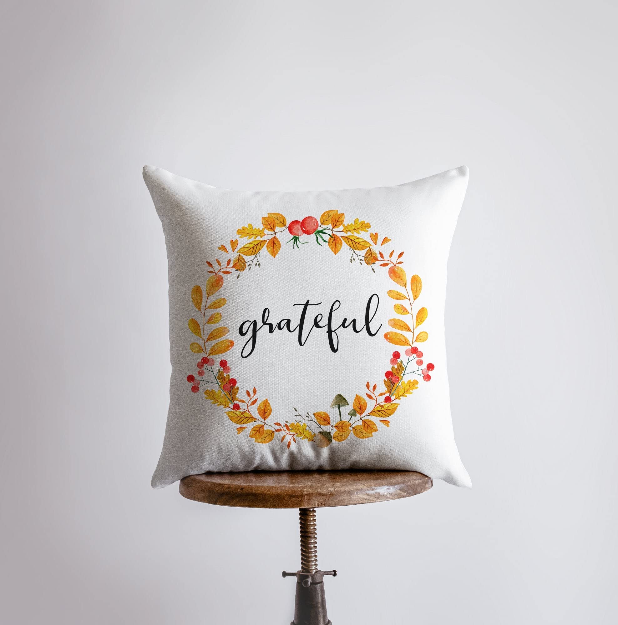Grateful Thanksgiving Pillow Cover - Farmhouse Fall Decor, Country Style Throw Pillows for Couch - Cozy Autumn Home Accent Gift for Her | Perfect for Living Room, Bedroom & Seasonal Holiday Decor