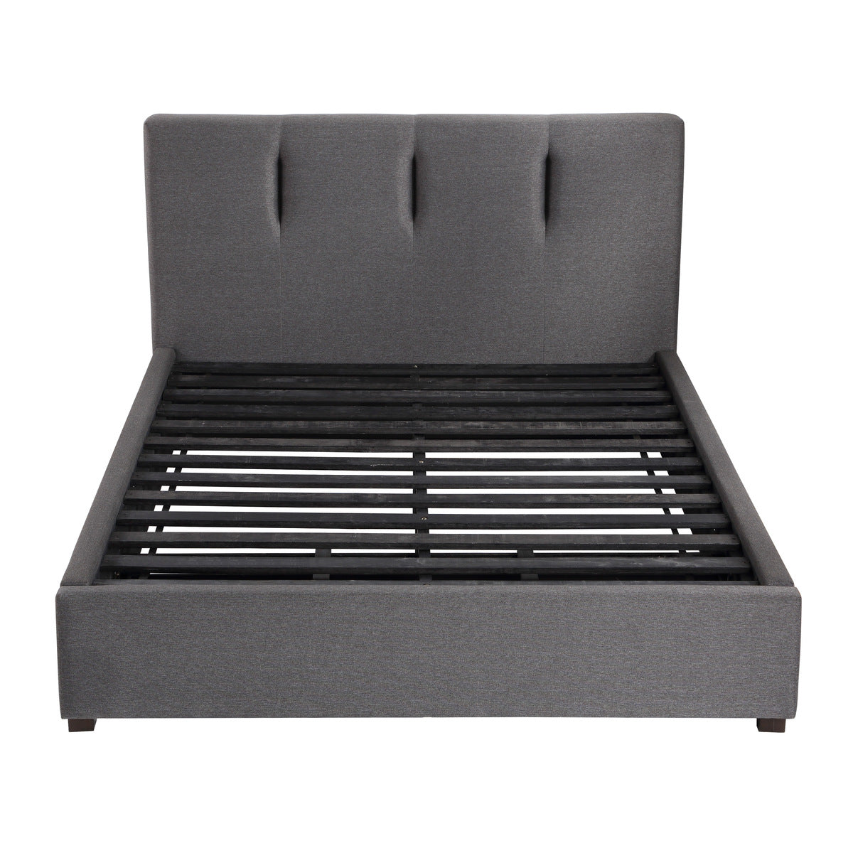 Graphite Full Platform Bed with Storage Footboard - Modern Bed Frame with Underbed Storage - Perfect for Small Bedrooms & Guest Rooms