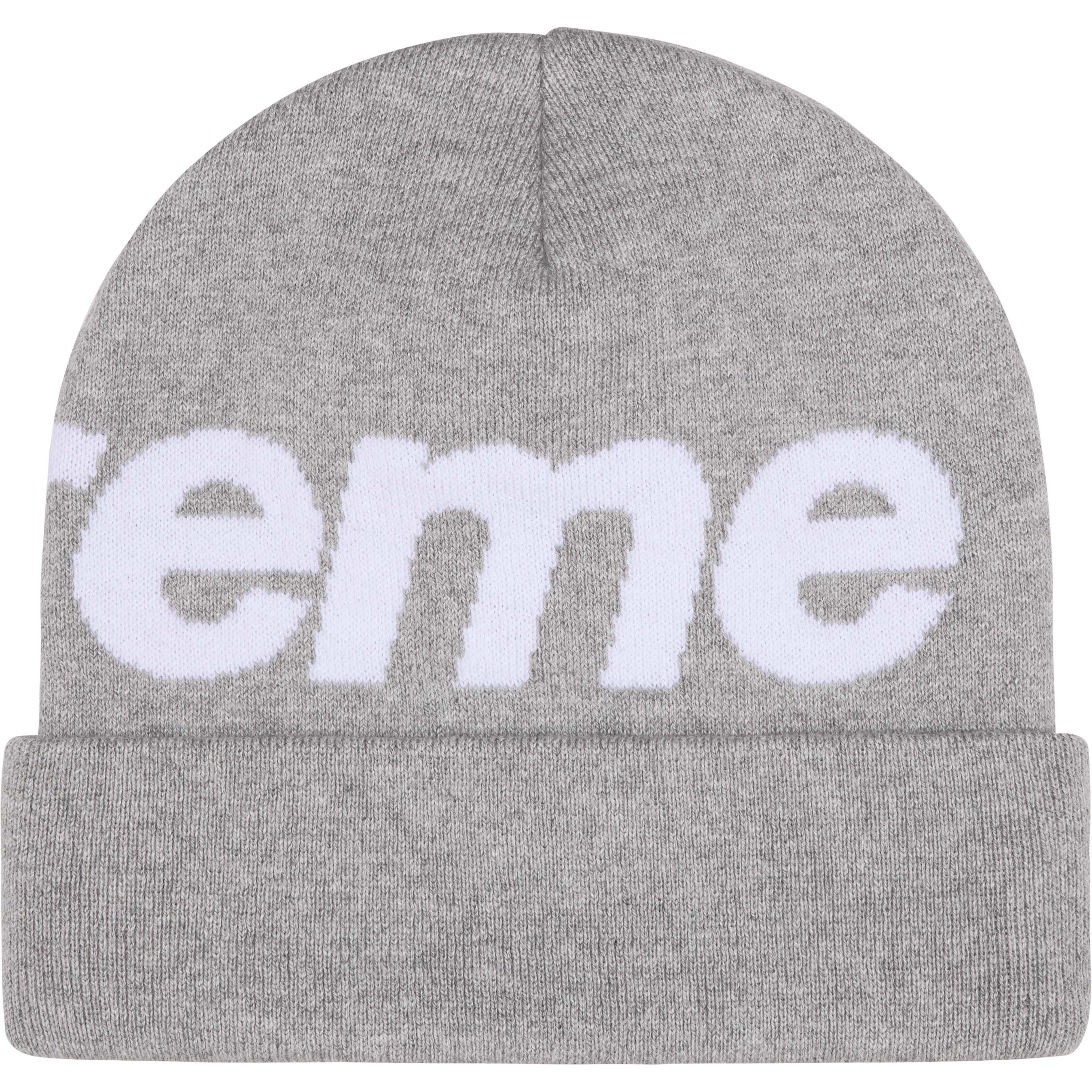 Supreme Big Logo Beanie - Grey Winter Knit Hat for Men & Women - Perfect for Cold Weather, Streetwear Fashion & Outdoor Activities