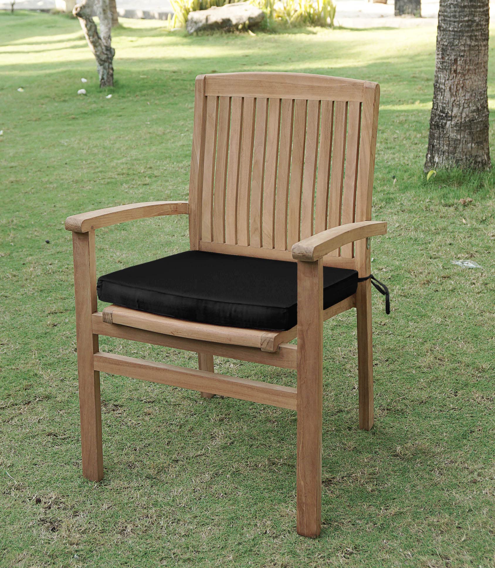 20x20 Inch Indoor/Outdoor Square Chair Cushions with Ties - Set of 2 Black Patio Seat Cushions for Garden Furniture, Deck Chairs & Outdoor Decor - Perfect for Backyard, Poolside and Patio Relaxation