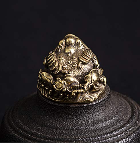 Feng Shui Brass Money Frog Statue - Lucky Three-Legged Toad Figurine for Home Office Decor, Wealth Attraction & Business Success | Perfect Desk Ornament, Tea Table Mascot & Prosperity Charm for Workspace