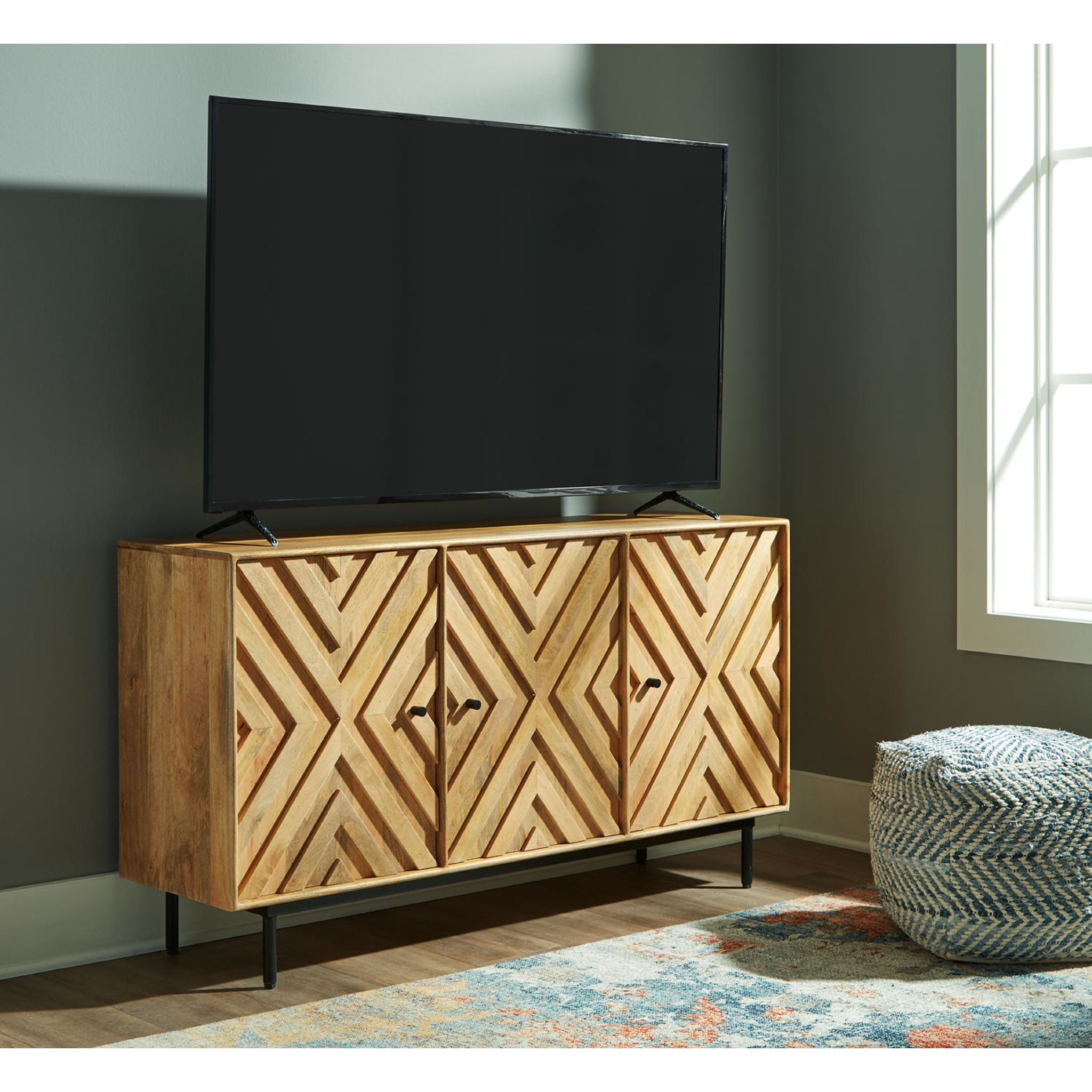 Cadewick Natural Wood Accent Cabinet - Stylish Storage for Living Room, Bedroom, or Entryway
