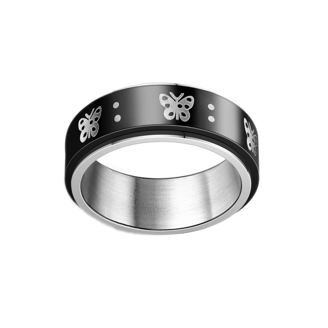 8MM Stainless Steel Cross Fidget Spinner Ring - Bling Jewelry for Women & Men - Stress Relief, Wedding Promise, Pinky Rings - Perfect for Anxiety Relief, Focus Aid, and Gift Giving