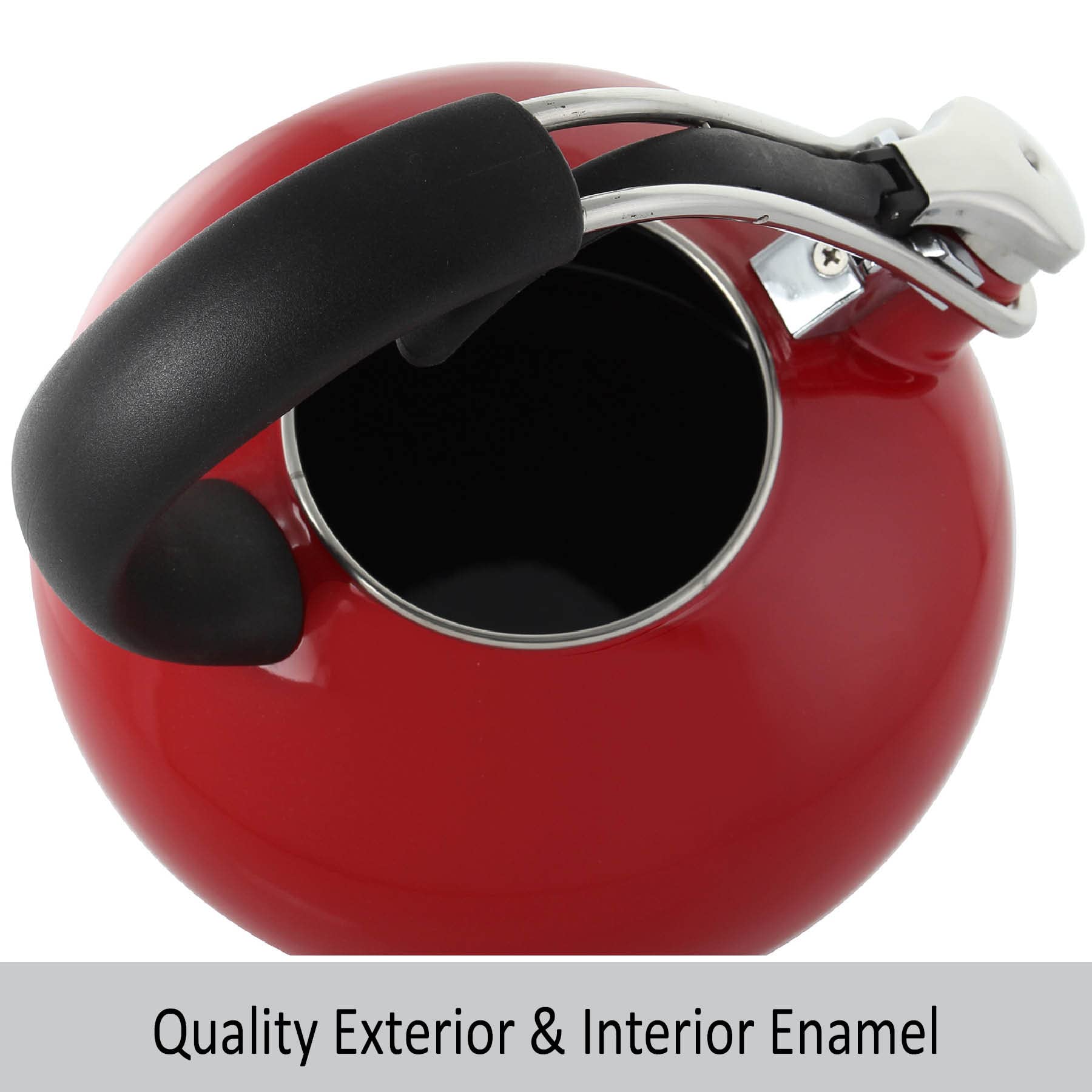 Chantal Classic Loop Enamel on Steel Whistling Tea Kettle - 1.8 Quart, Red - Stovetop Whistling Tea Pot for Gas & Electric Ranges - Perfect for Home, Kitchen, Office & Camping Use