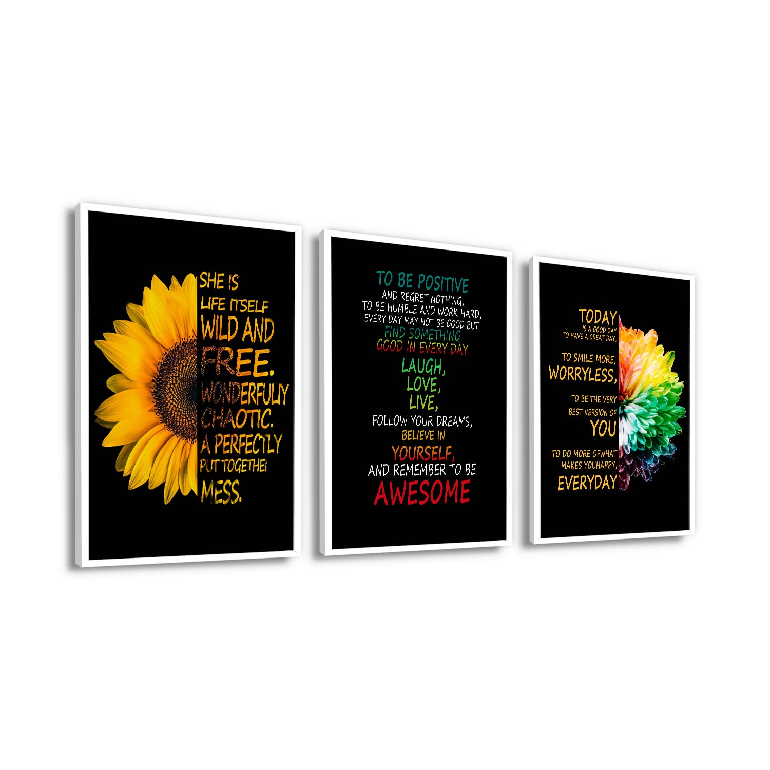 Sunflower Canvas Wall Art - Framed Motivational Decor for Living Room, Bedroom & Kitchen (12x16 Inch)