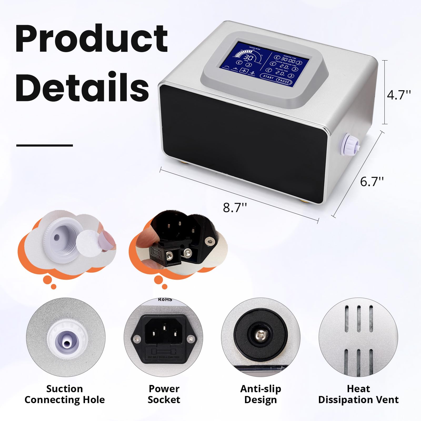 Touch Screen Vacuum Therapy Machine - Manual Massager Cupping Kit with 24 Cups & 3 Rollers for Pain Relief, Muscle Relaxation & Detox - Perfect for Home Spa, Physical Therapy & Sports Recovery