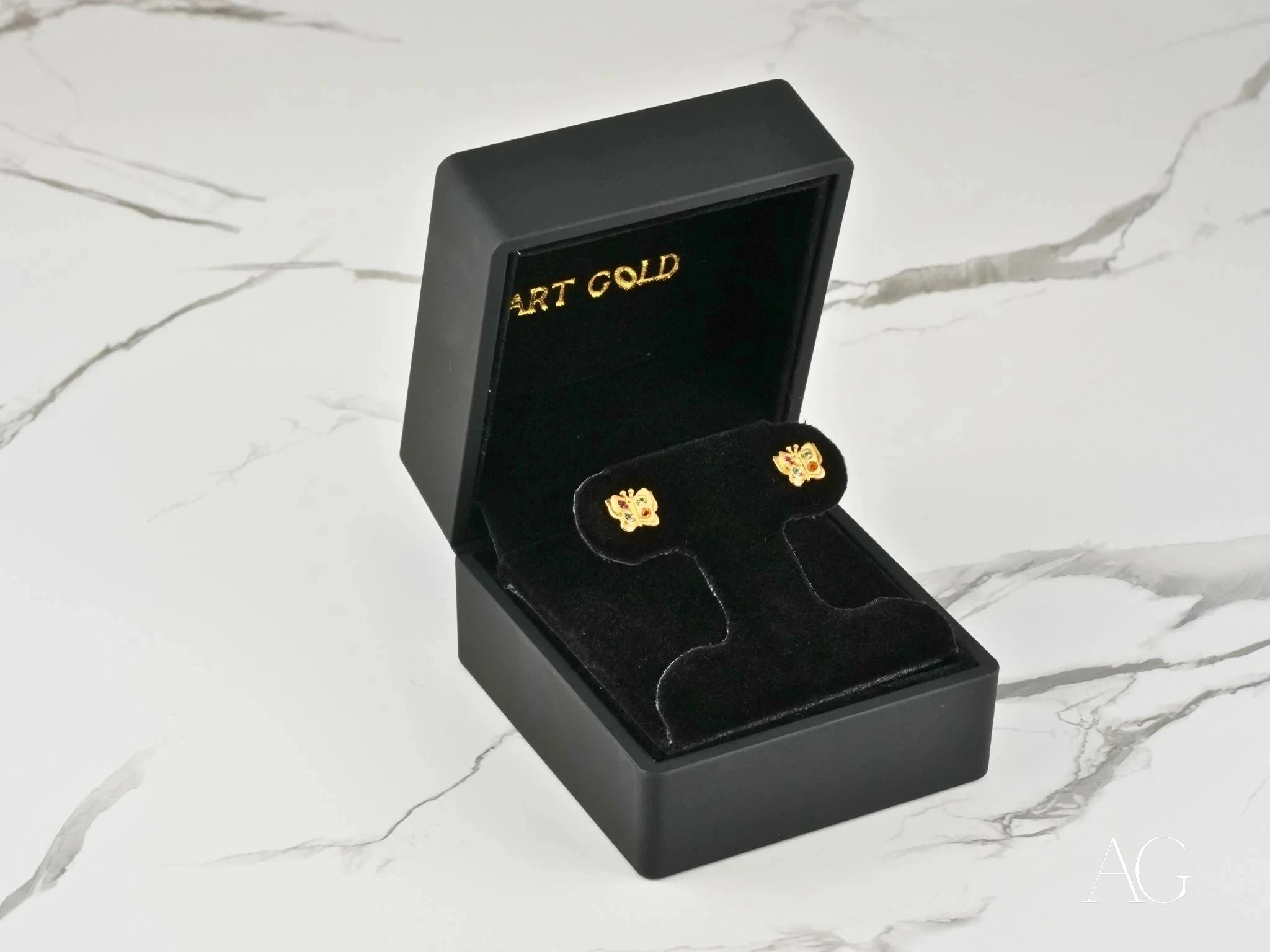 18K Gold Multicolor CZ Butterfly Earrings for Women – Rainbow Flutter Dangle Earrings – Elegant Jewelry Gift for Birthday, Anniversary & Special Occasions