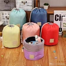 Swaraj Mall Round Cosmetic Makeup Bag - Barrel Shaped Travel Organizer Pouch for Makeup Brushes, Toiletries & Jewelry | Perfect for Travel, Gym & Daily Use