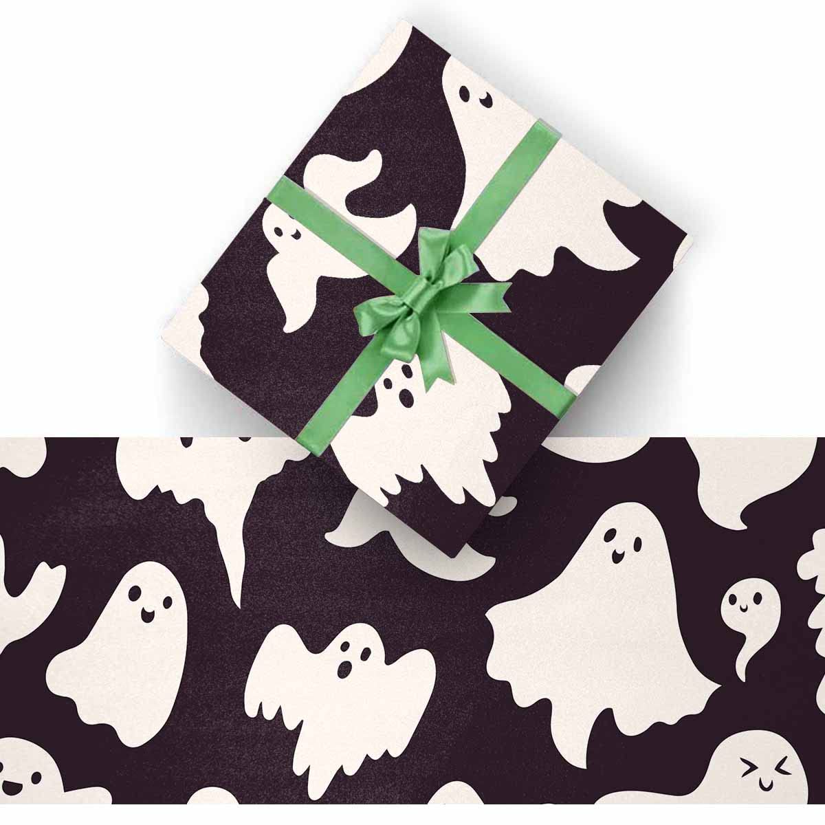 Cute Ghosts Halloween Wrapping Paper Roll - 2 Rolls for Gift Wrapping, Party Decorations, and Holiday Crafts | Perfect for Halloween, Christmas, Birthdays & Special Occasions