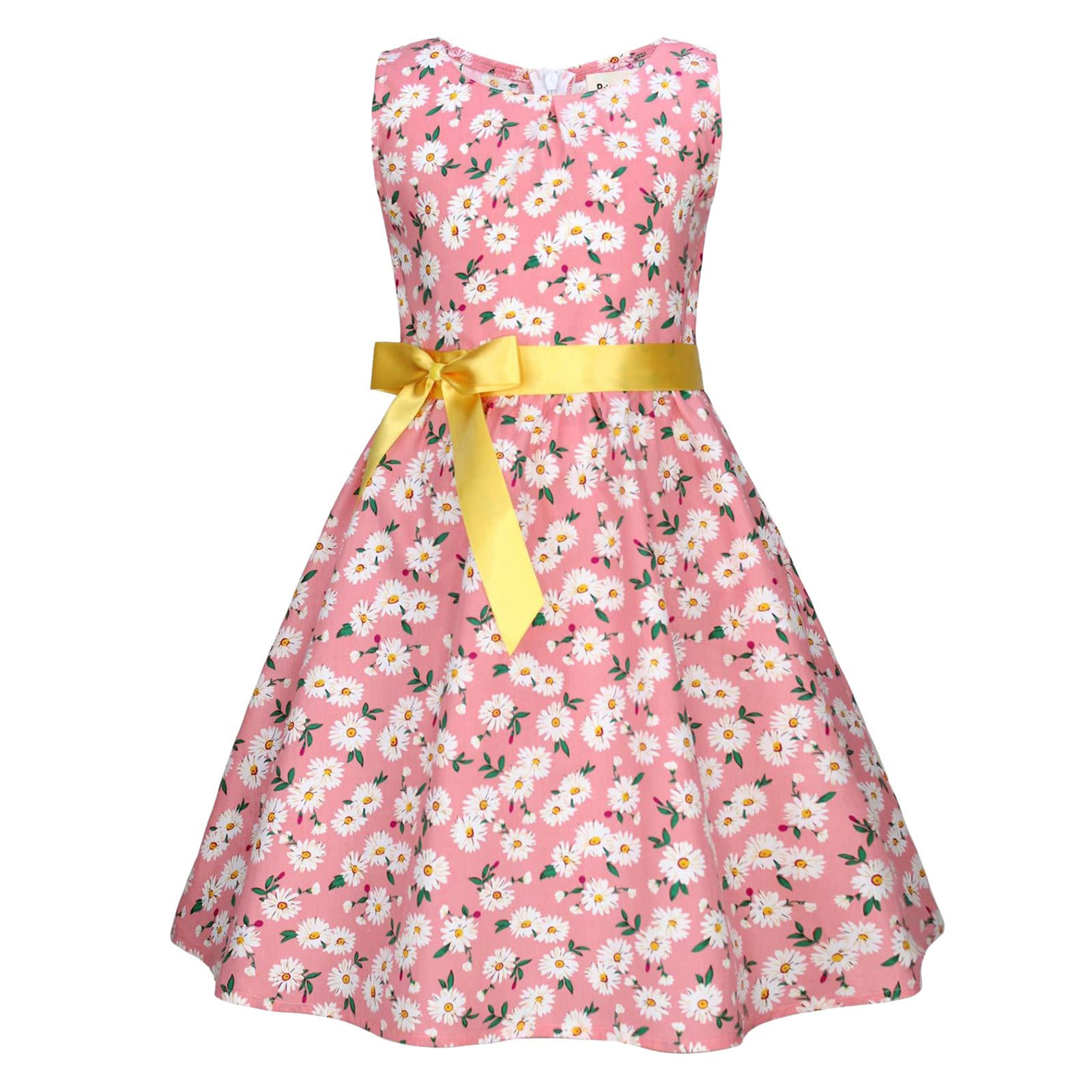 Bohemian Floral Sleeveless Sun Dress for Toddler Girls - Beach Princess Strappy Bowknot Outfit | Perfect for Summer Vacations, Beach Parties & Photoshoots