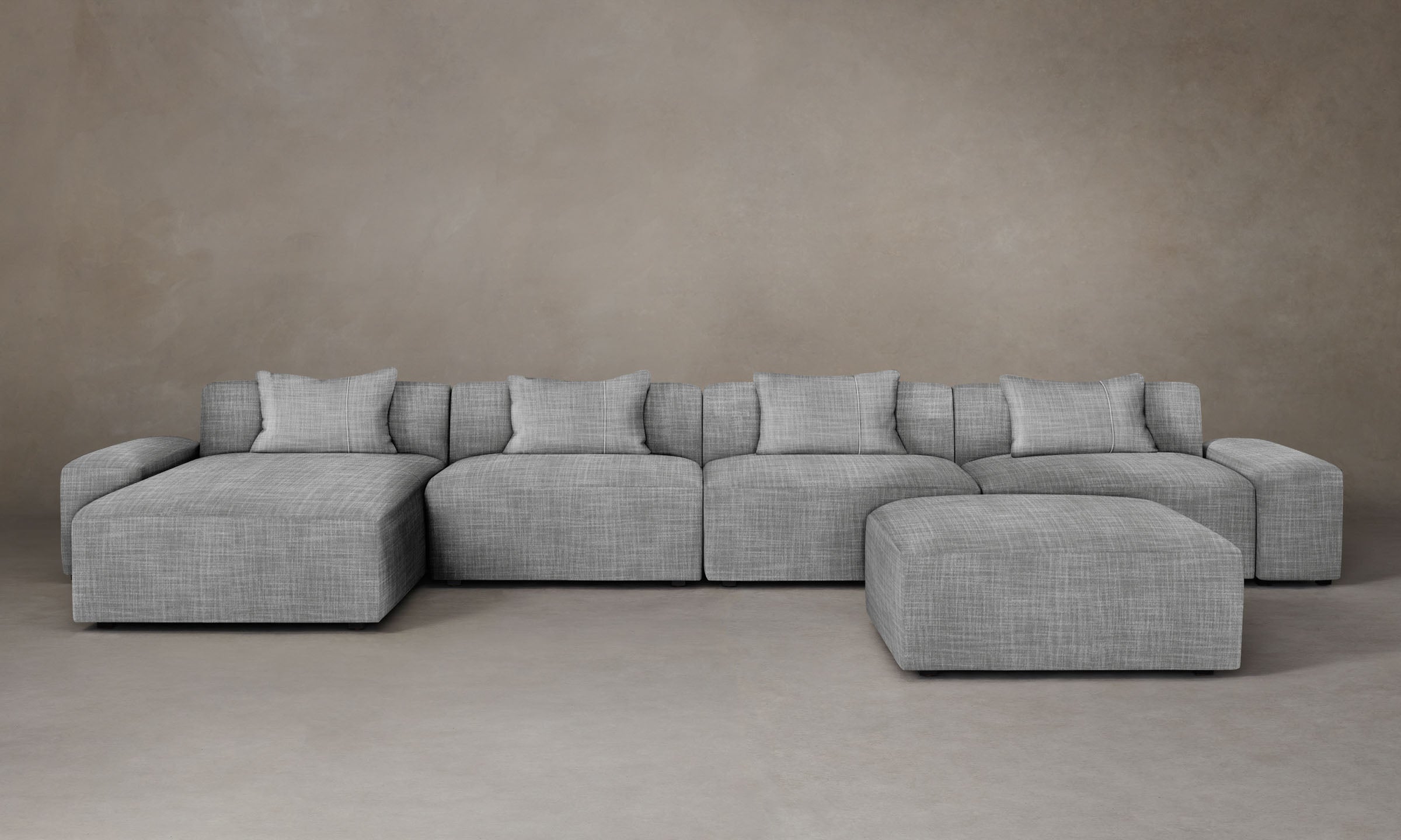 Breuer Modular Sectional Sofa - Performance Textured Tweed Alpine Fabric - Perfect for Living Room, Family Room & Home Theater Comfort