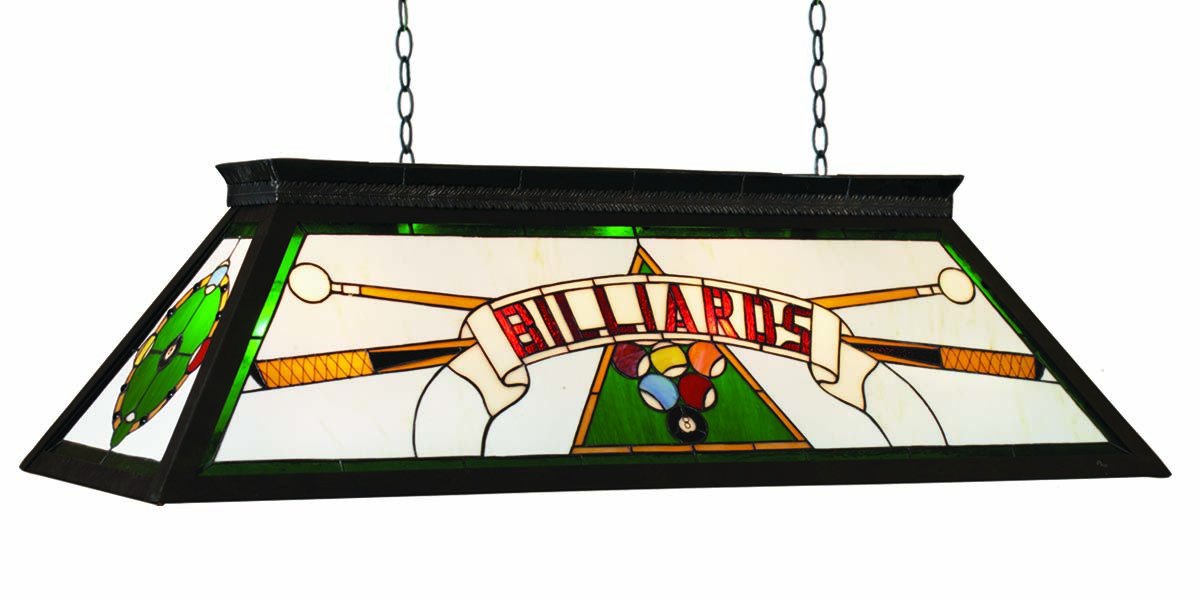 RAM Pool Table Lights Billiards Lighting KD Green Stained Glass 4 Bulbs for Home Game Room and Bar Decor
