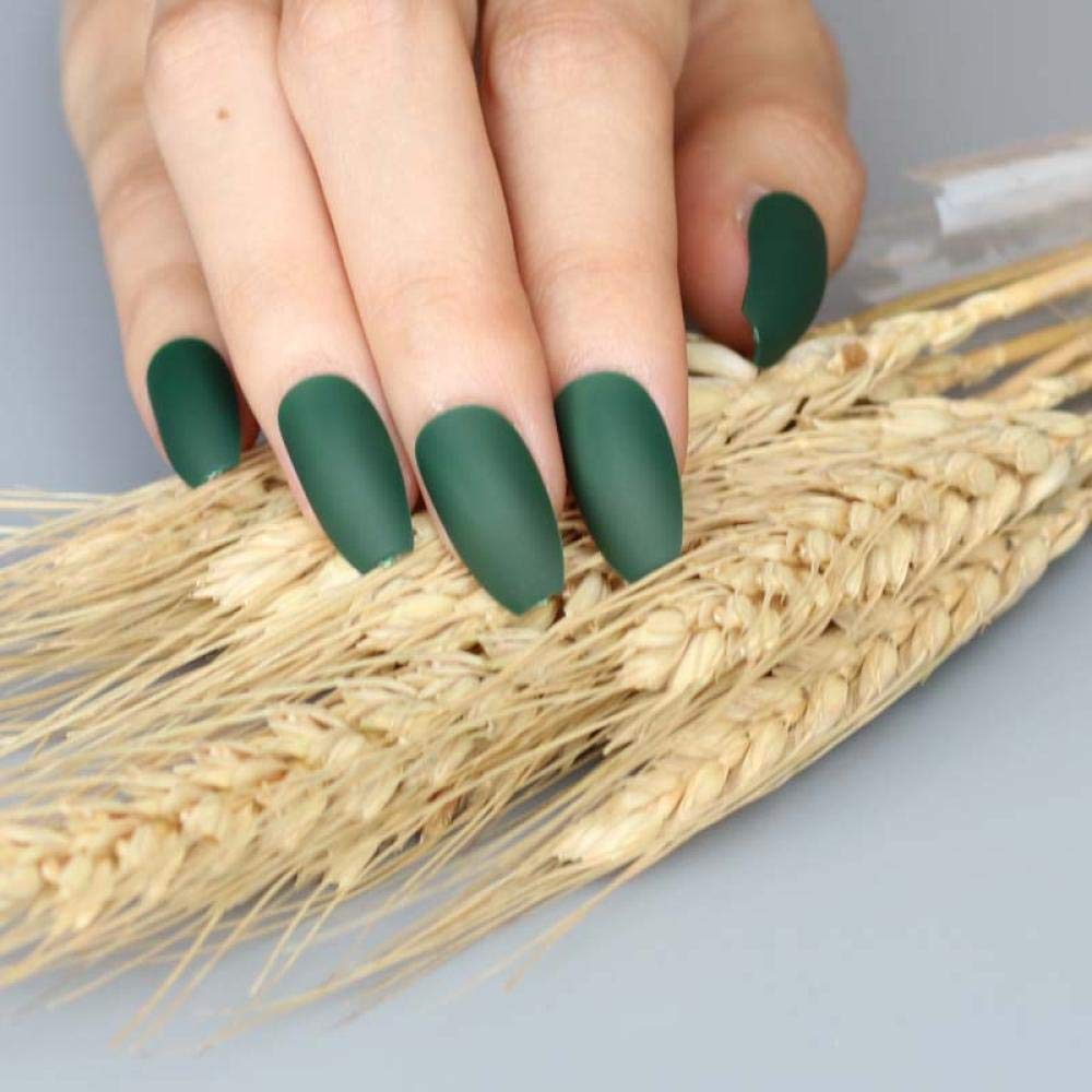 HUJL 24pcs False Nails - Fashion Solid Color Matte Ballet Fake Nails for Women, Easy to Apply & Reusable, Perfect for Parties, Weddings, and Daily Wear