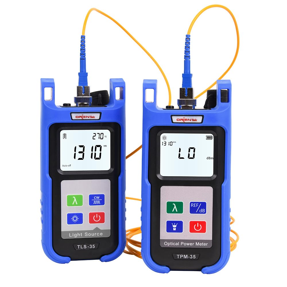 ORIENTEK TPM-35 Fiber Optic Power Meter & TLS-3S 1310/1550nm Single Mode Light Source Kit - Professional Optical Network Testing Equipment for Telecom, Data Center & FTTH Installation