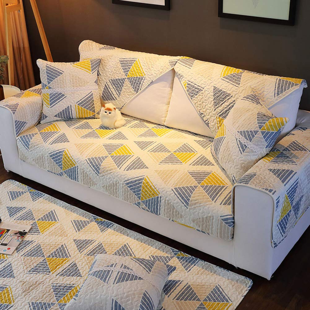 Nileco Thick Anti-Slip Sofa Slipcovers - Quilted Washable Cotton Furniture Protector for Couch, Loveseat & Chair (43x94 inches/110x240cm) - Perfect for Living Room, Home Decor & Pet Protection