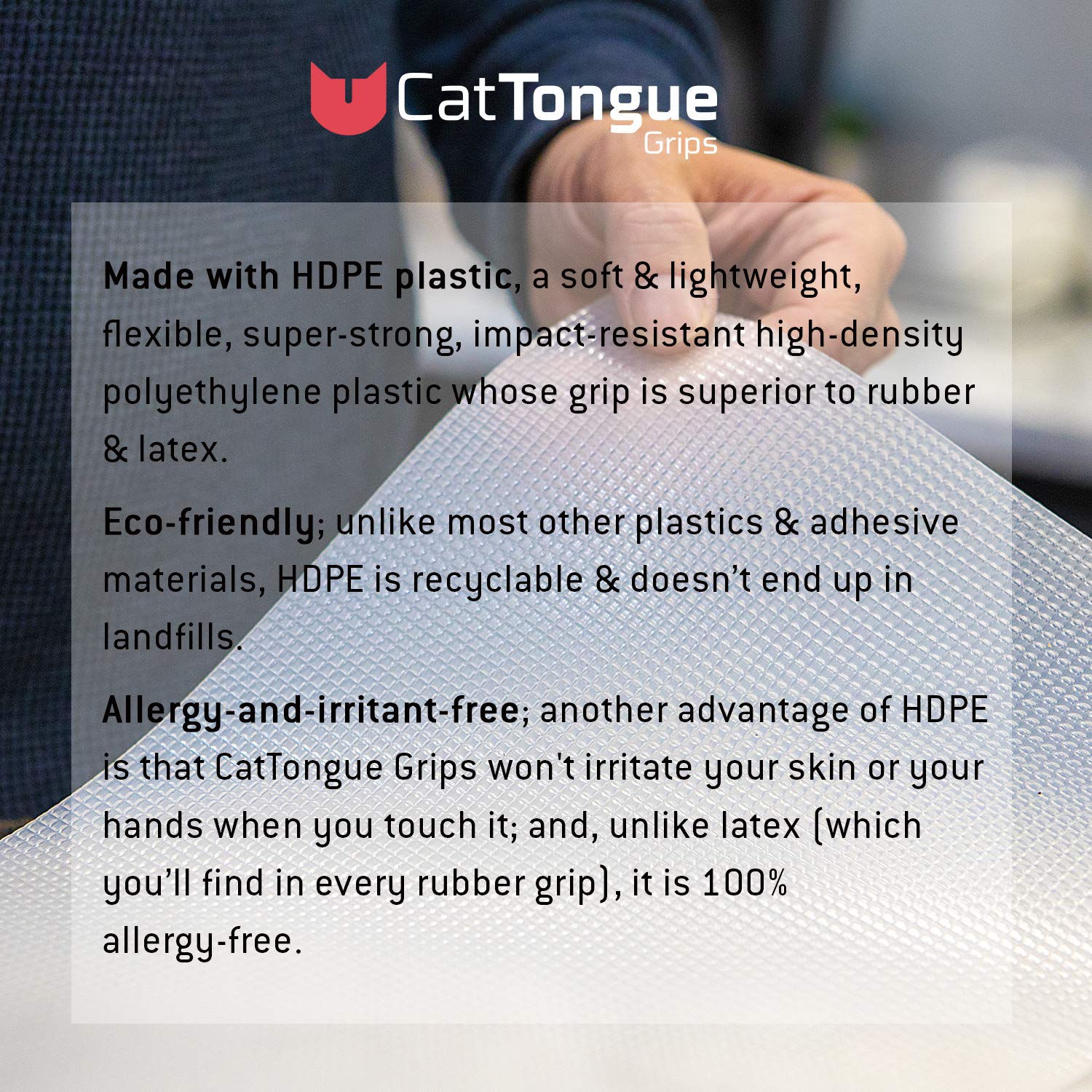 CatTongue Non-Slip Grip Pads - Anti-Slip Mat for Tools, Gadgets & Gear - Portable Multi-Purpose Non-Adhesive Surface Grip - Perfect for Workbenches, Dashboards & Kitchen Countertops (Black)