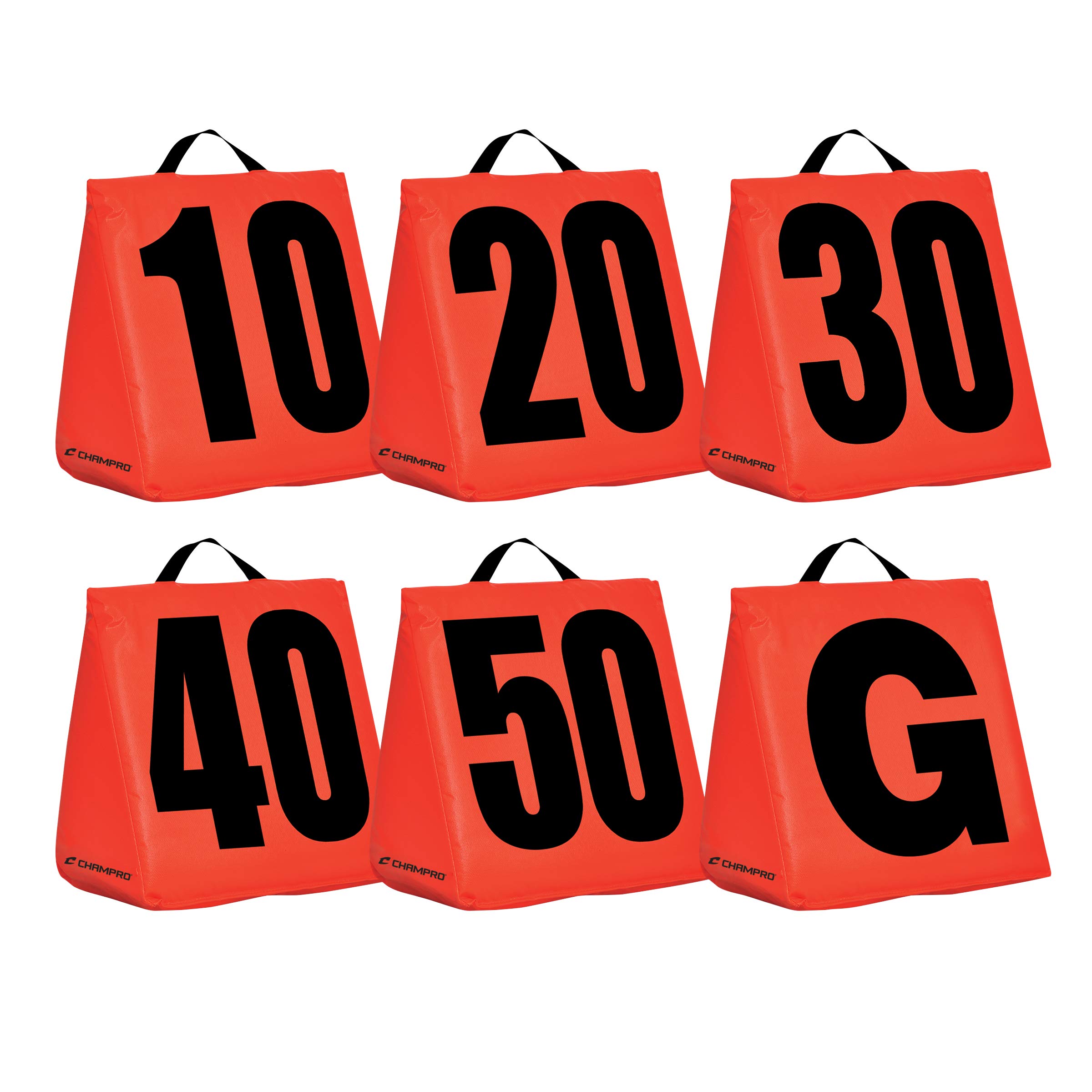 Champro Solid Weighted Football Yard Markers - Orange Practice Field Markers for Football Training, Games & Drills - Durable A102S Football Field Equipment