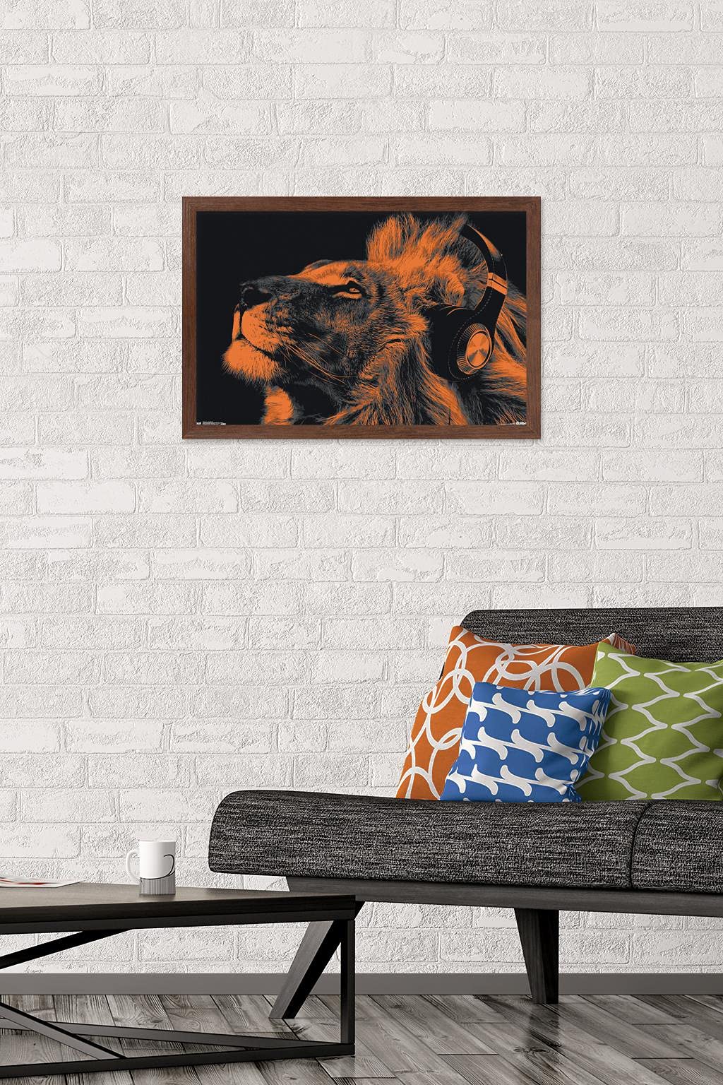Trends International Lion Wearing Headphones Wall Art Poster - 14.725