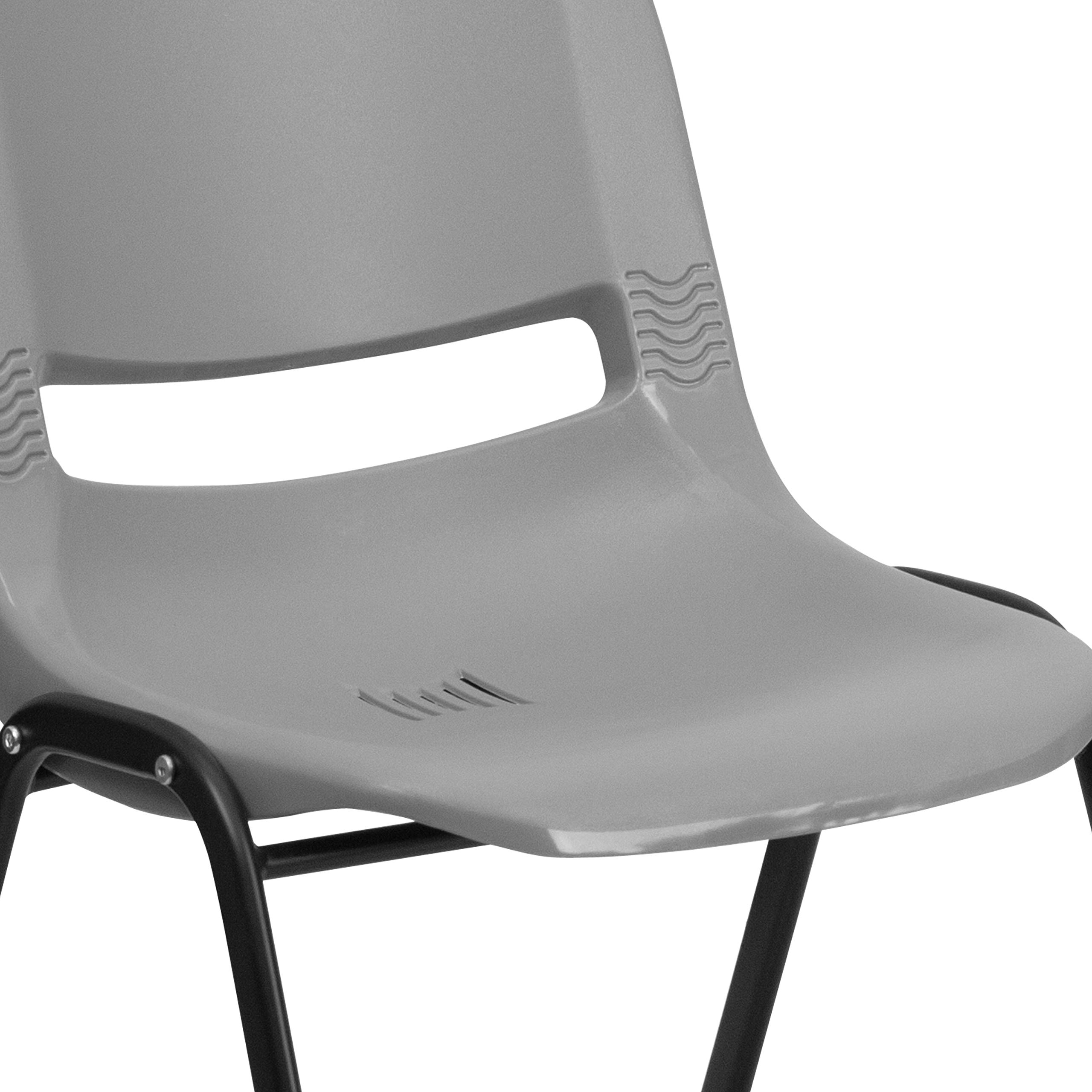 Emma & Oliver Gray Ergonomic Shell Stackable Student Chair - Comfortable Classroom & Office Guest Chair for Schools, Libraries, and Conference Rooms
