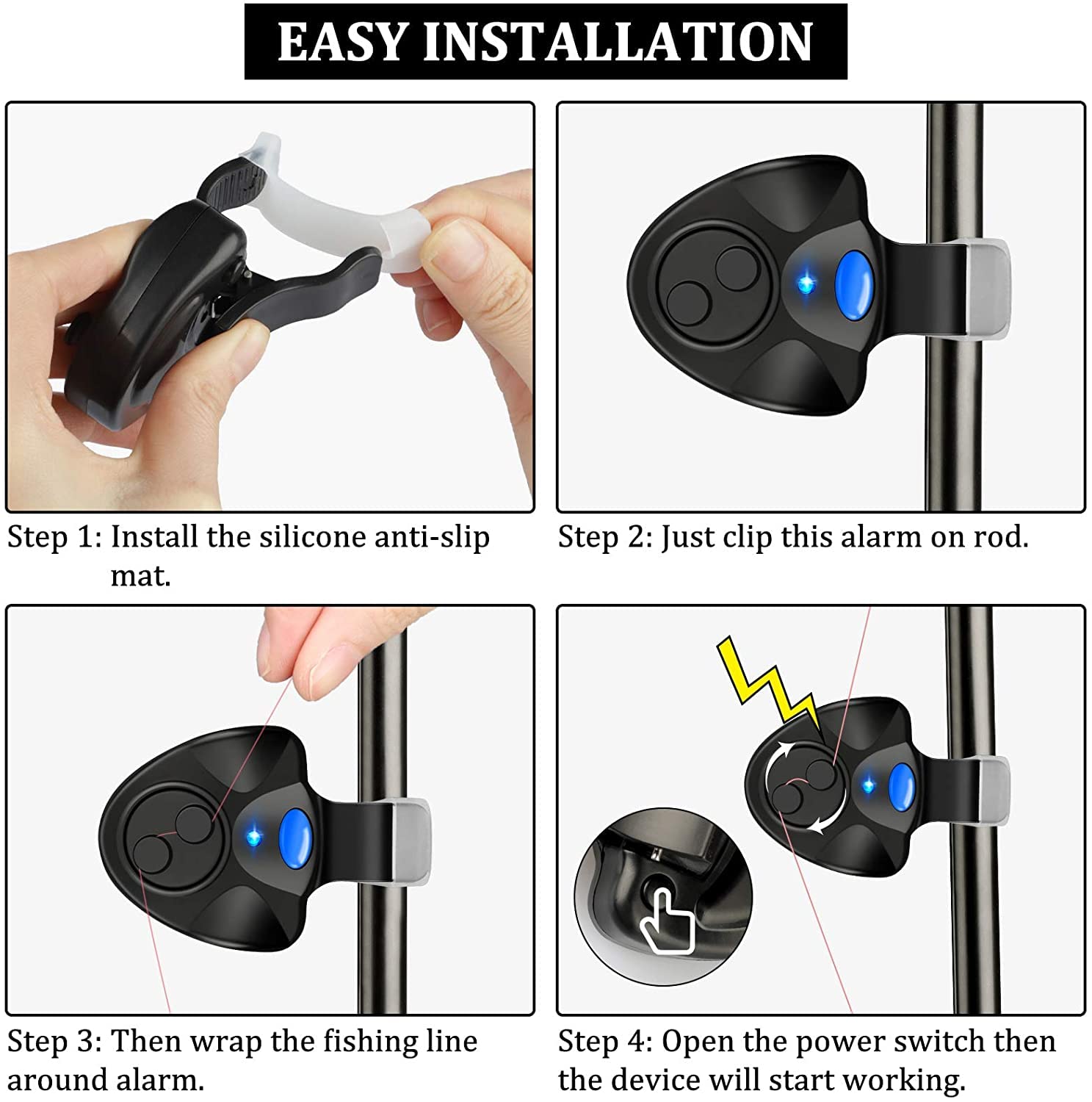 Smart Fishing Bite Alarm with Sound & LED Indicator - Waterproof Rod Alarm for Night Fishing, Ice Fishing, and Shore Casting - Perfect for Carp, Catfish, and Bass Anglers
