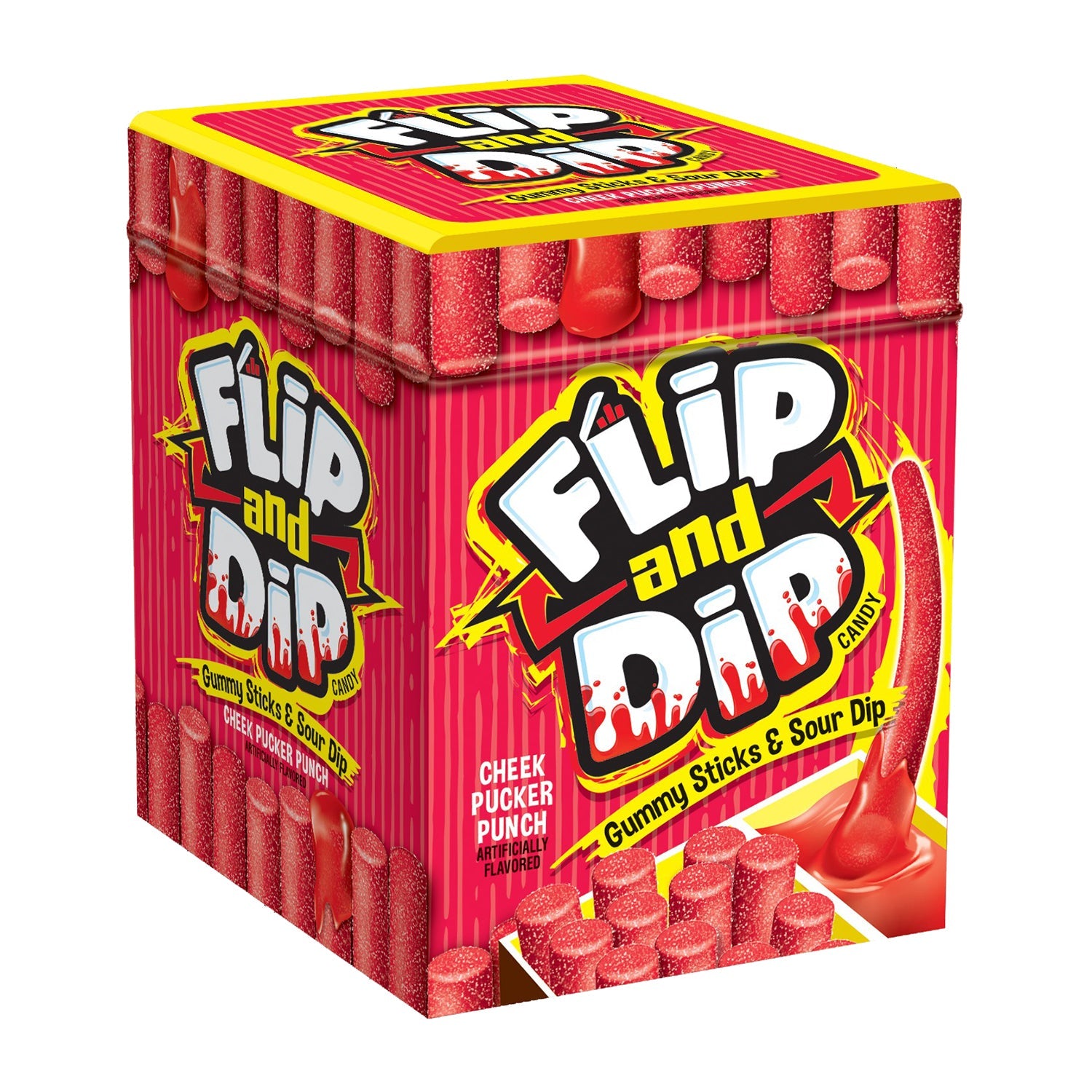 Flip N Dips Gummy Dips Candy - 8 Count Box | Sour & Sweet Gummy Treats for Kids, Parties & Movie Nights