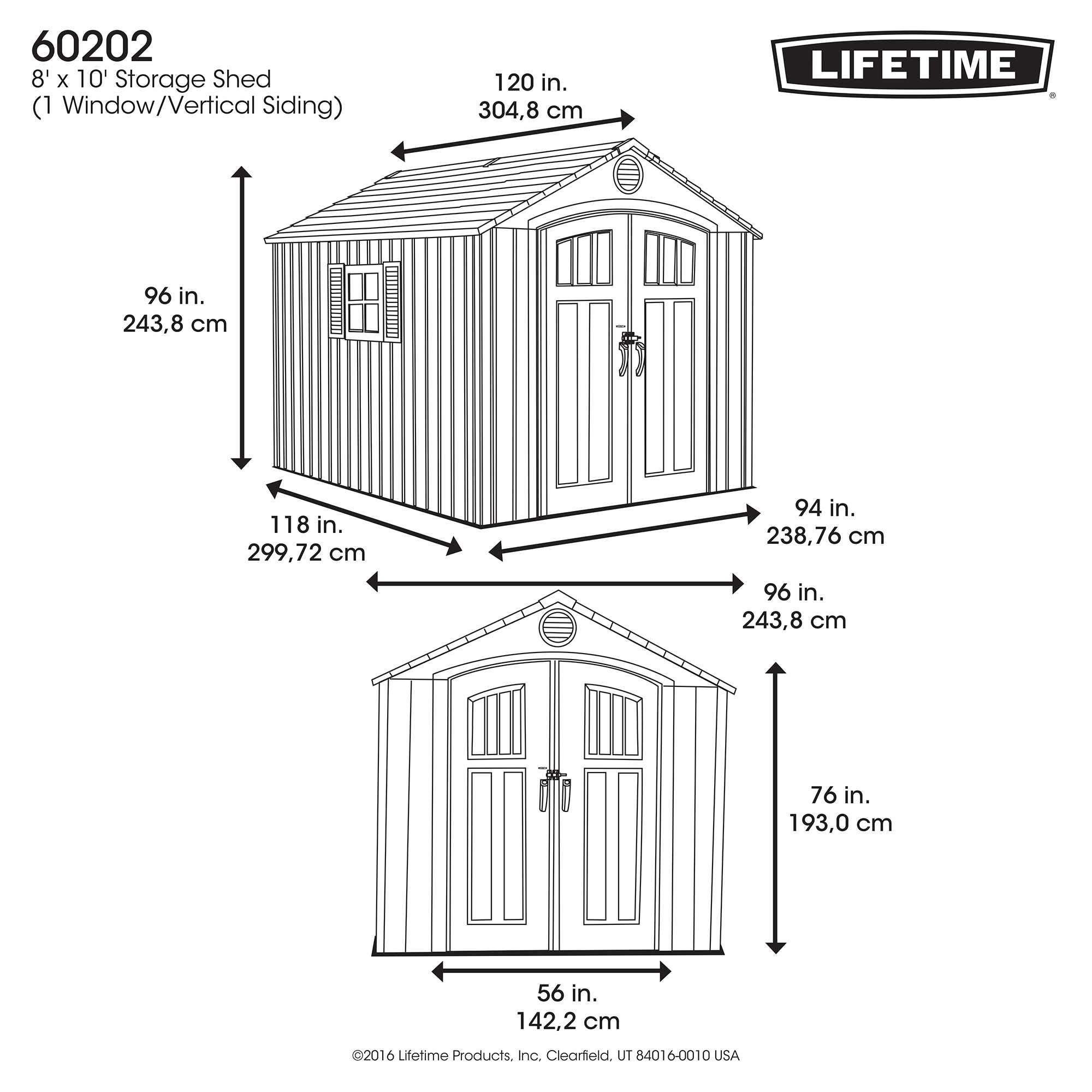 Lifetime 60202 8x10 Ft. Outdoor Storage Shed, Gray - Durable Weather-Resistant Backyard Shed for Garden Tools, Lawn Equipment & Seasonal Items | Perfect for Patio, Yard & Home Organization