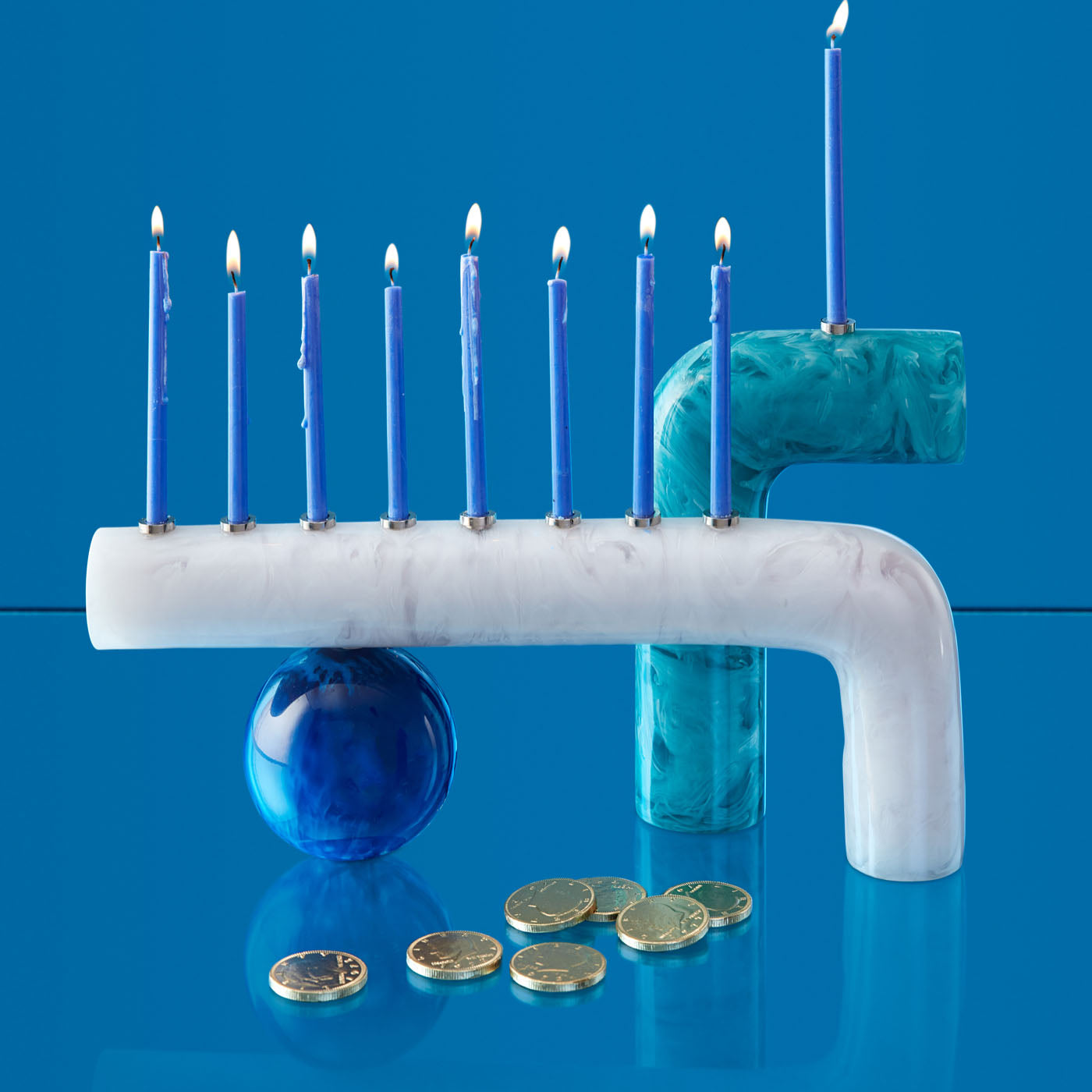 Mustique Menorah - Elegant Hanukkah Candle Holder for Jewish Holiday Decor, Home & Synagogue Celebration