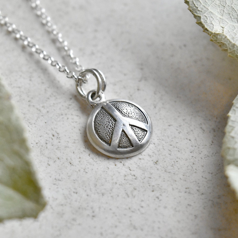 Peace Tiny Die Struck Silver Necklace - Dainty Sterling Silver Pendant for Women - Perfect for Everyday Wear, Gifts & Special Occasions