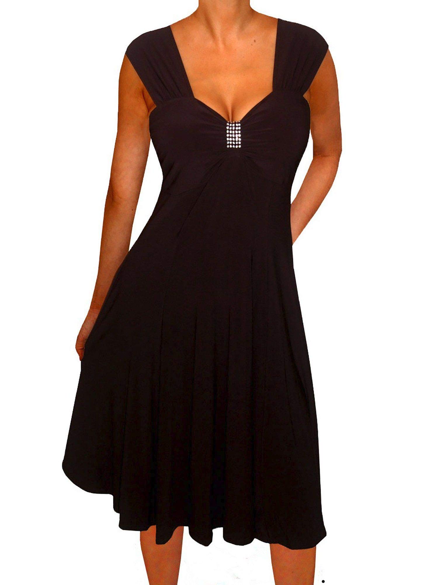 Funfash Plus Size Women's Empire Waist A-Line Slimming Cocktail Dress - Made in USA | Perfect for Parties, Weddings & Special Occasions