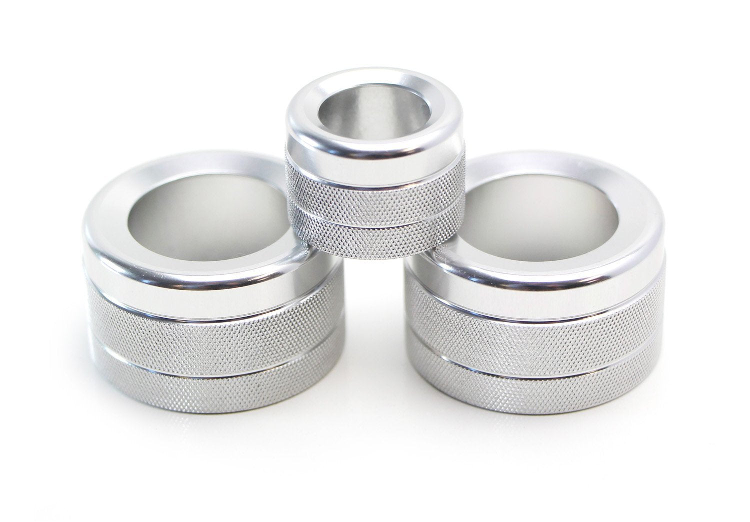 3-Piece Silver AC Climate Control & Radio Volume Knob Ring Covers for BMW 5 6 7 Series - Upgrade Interior Accessories for Enhanced Driving Comfort