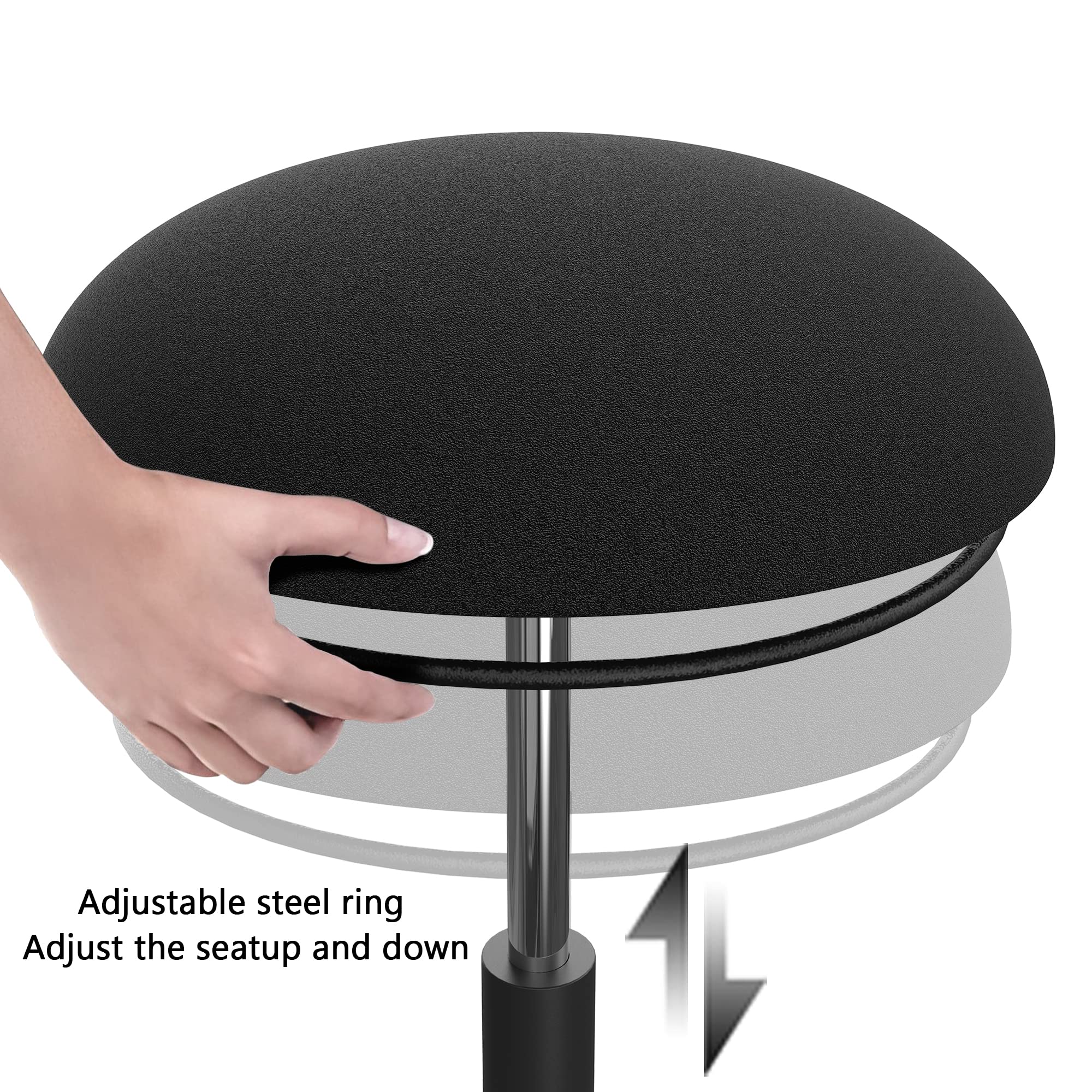 **Height Adjustable 360-Degree Swivel Stool Chair - Modern Standing Desk Chair for Office, Home & Garage - Black Sit Stand Balance & Wobble Stool - Perfect for Work, Study & Gaming**