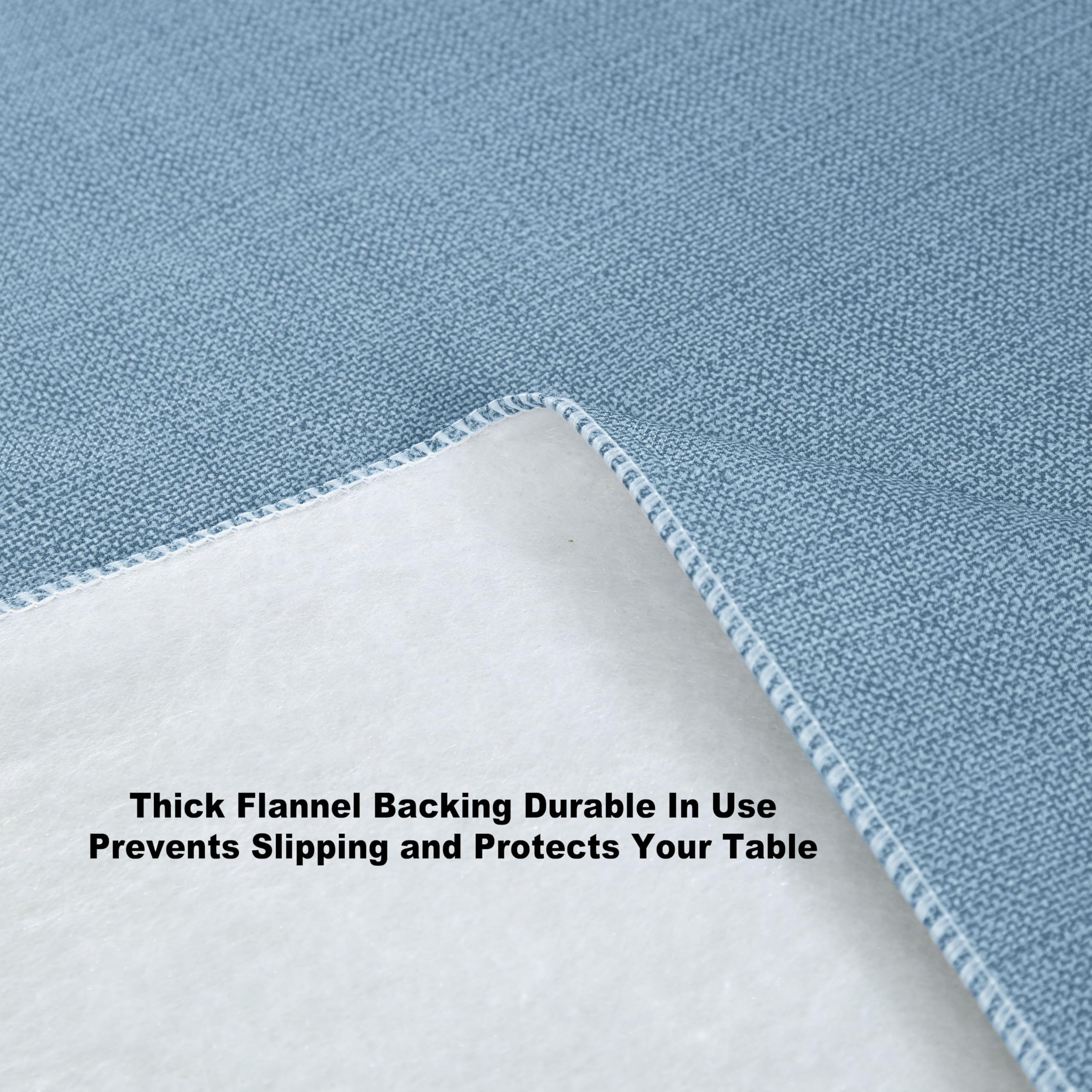 Premium Heavy 4-Gauge Vinyl Flannel Backed Tablecloth - Wipe Clean Indoor/Outdoor Use - 70 Inch Round Chambray Blue - Perfect for Cafes, Hotels, Restaurants & Home Dining