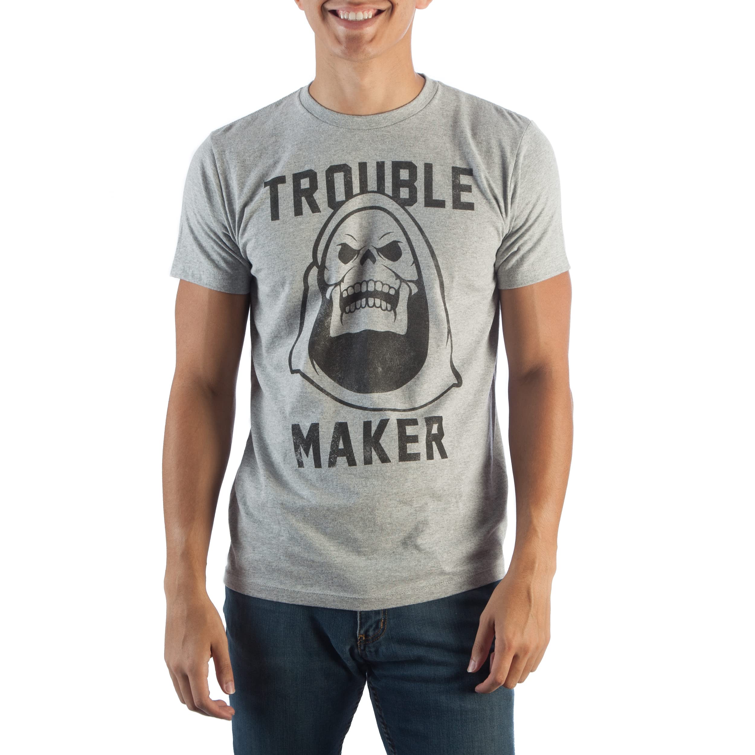 Masters of the Universe Trouble Maker Grey T-Shirt XX-Large - Vintage Cartoon Graphic Tee for Men - Perfect for Cosplay, Comic Con & 80s Nostalgia Fans