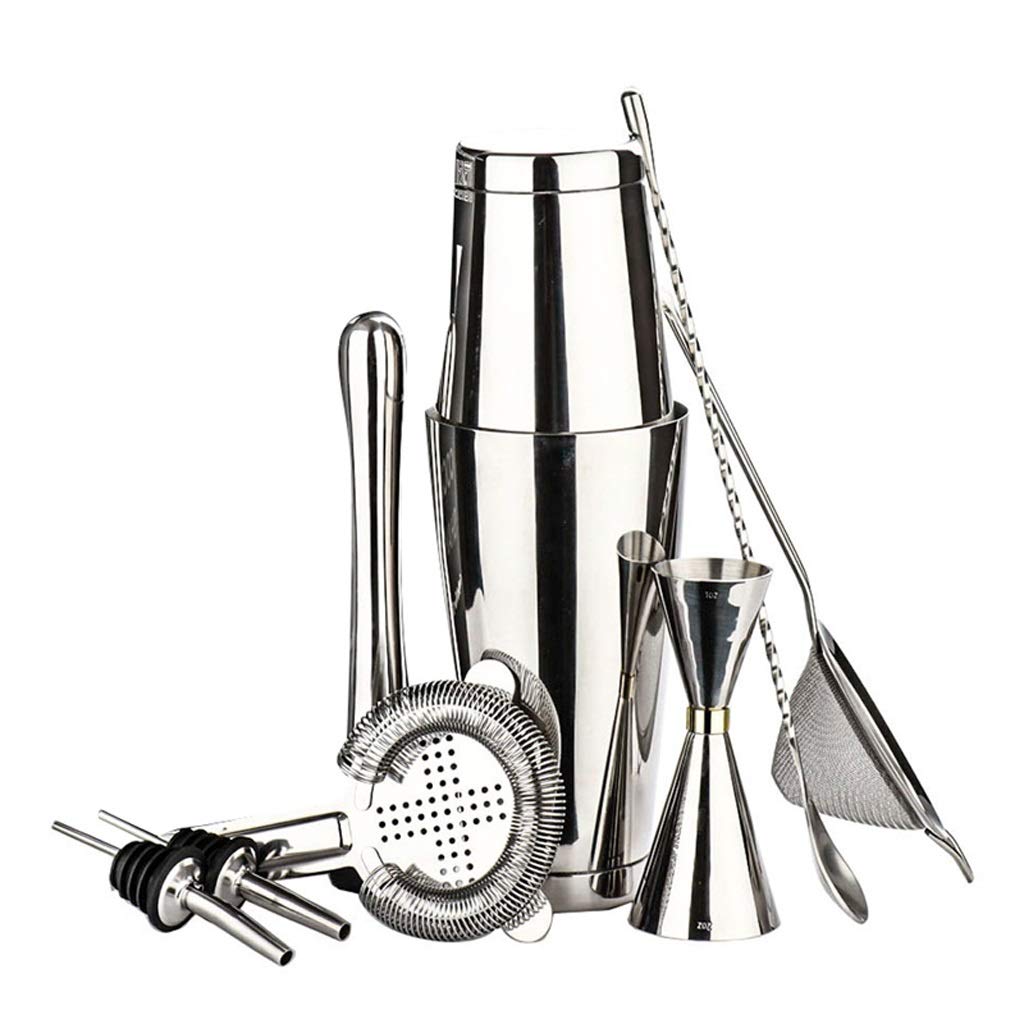 Premium Stainless Steel Bartender Kit - 18-Piece Professional Cocktail Shaker Set with Mixing Glass, Bar Spoon & Strainer | Ideal for Home Bars, Cocktail Parties & Mixology Enthusiasts