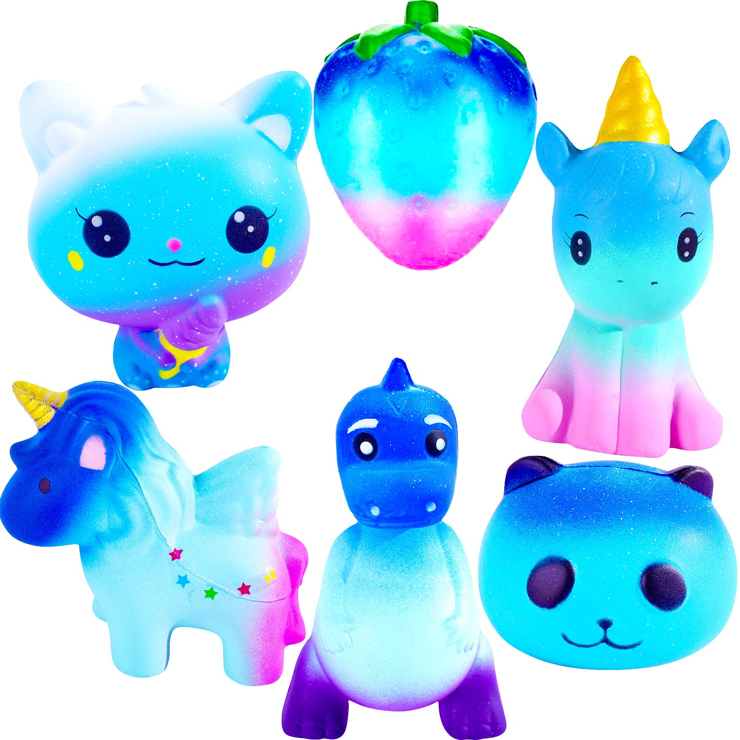 Galaxy Squishy Toys - 6 Pack Slow Rising Stress Relief for Kids & Adults - Party Favors & Classroom Prizes