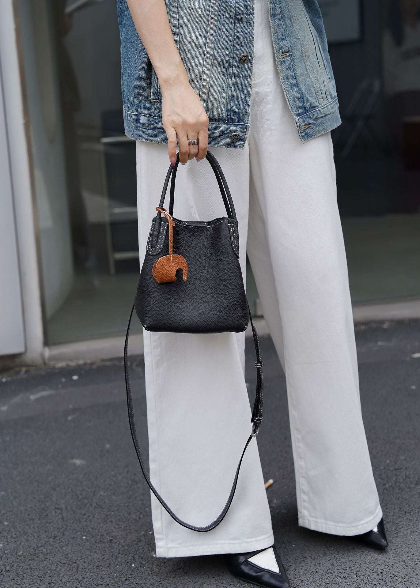 Mini Leather Bucket Bag for Women - Stylish Crossbody Purse with Adjustable Strap - Perfect for Travel, Shopping & Everyday Use