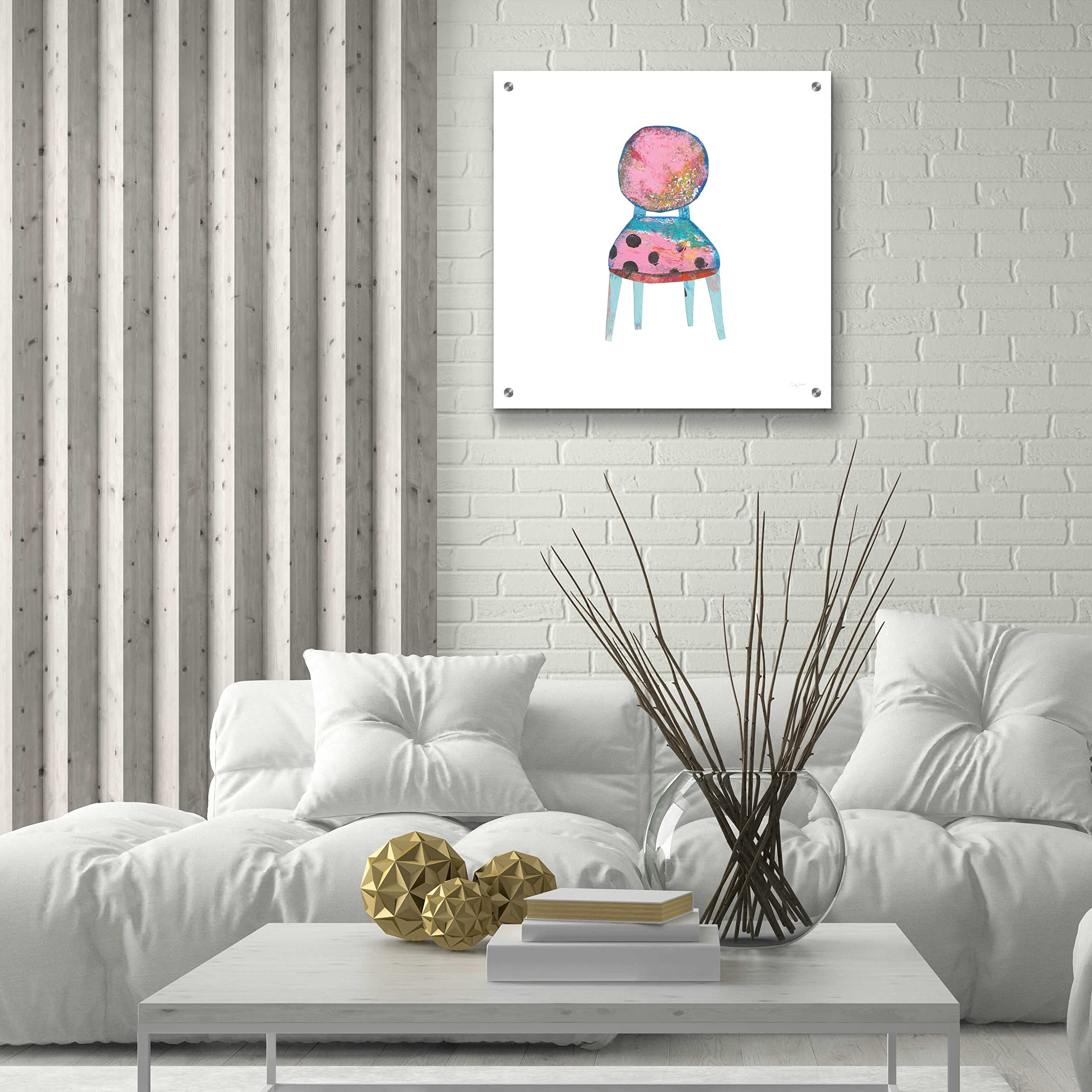 Courtney Prahl Mod Chairs V Acrylic Glass Wall Art - 24x24 Inches Modern Abstract Painting for Living Room, Bedroom & Office Decor