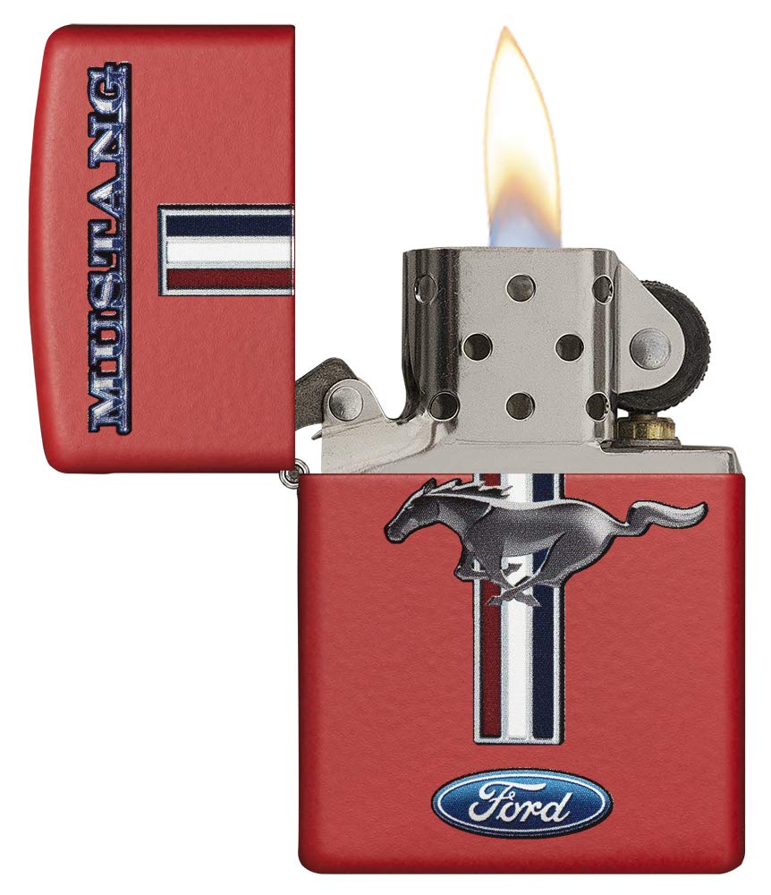 Zippo Windproof Lighter - Ford Mustang Red Collectible Design - Perfect for Camping, Hiking & Outdoor Adventures