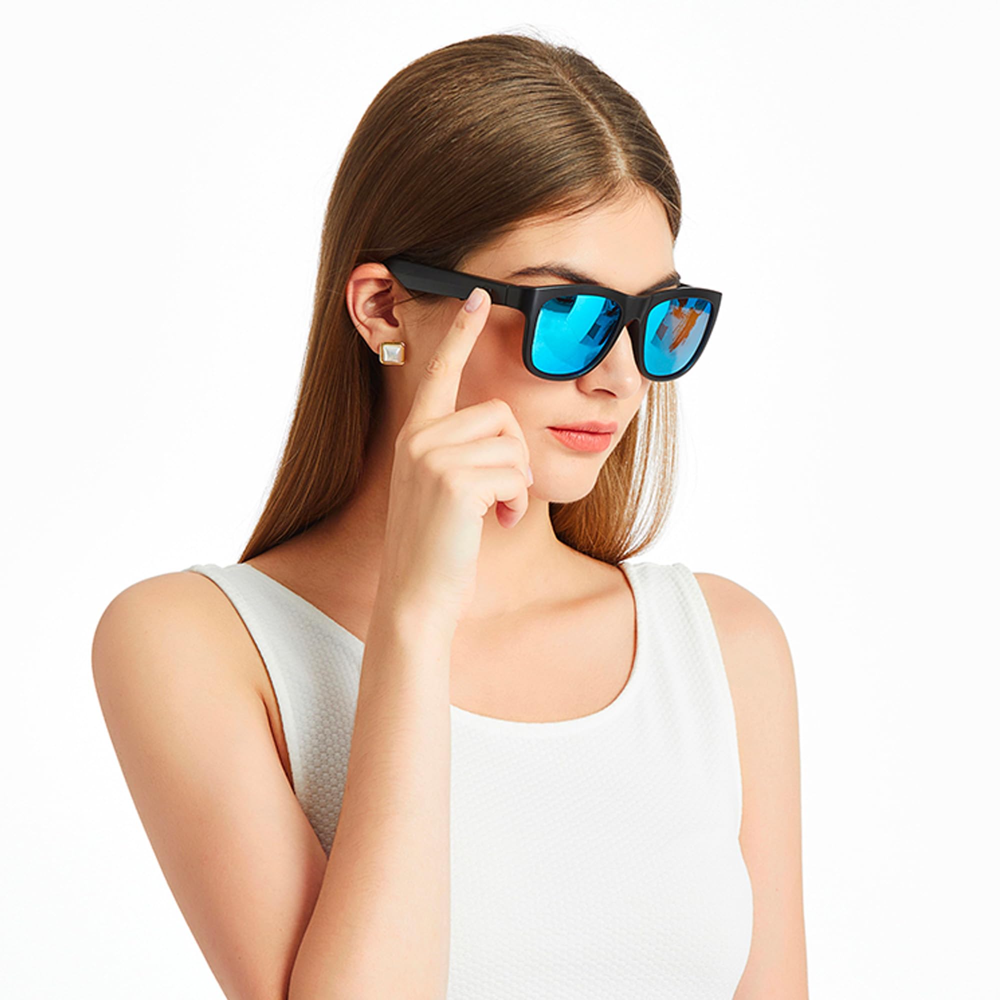 GS01 Smart Bluetooth Sunglasses with Built-in Speakers - UV400 Polarized Lens, Open Ear Music, Touch Control - Perfect for Running, Cycling & Outdoor Activities
