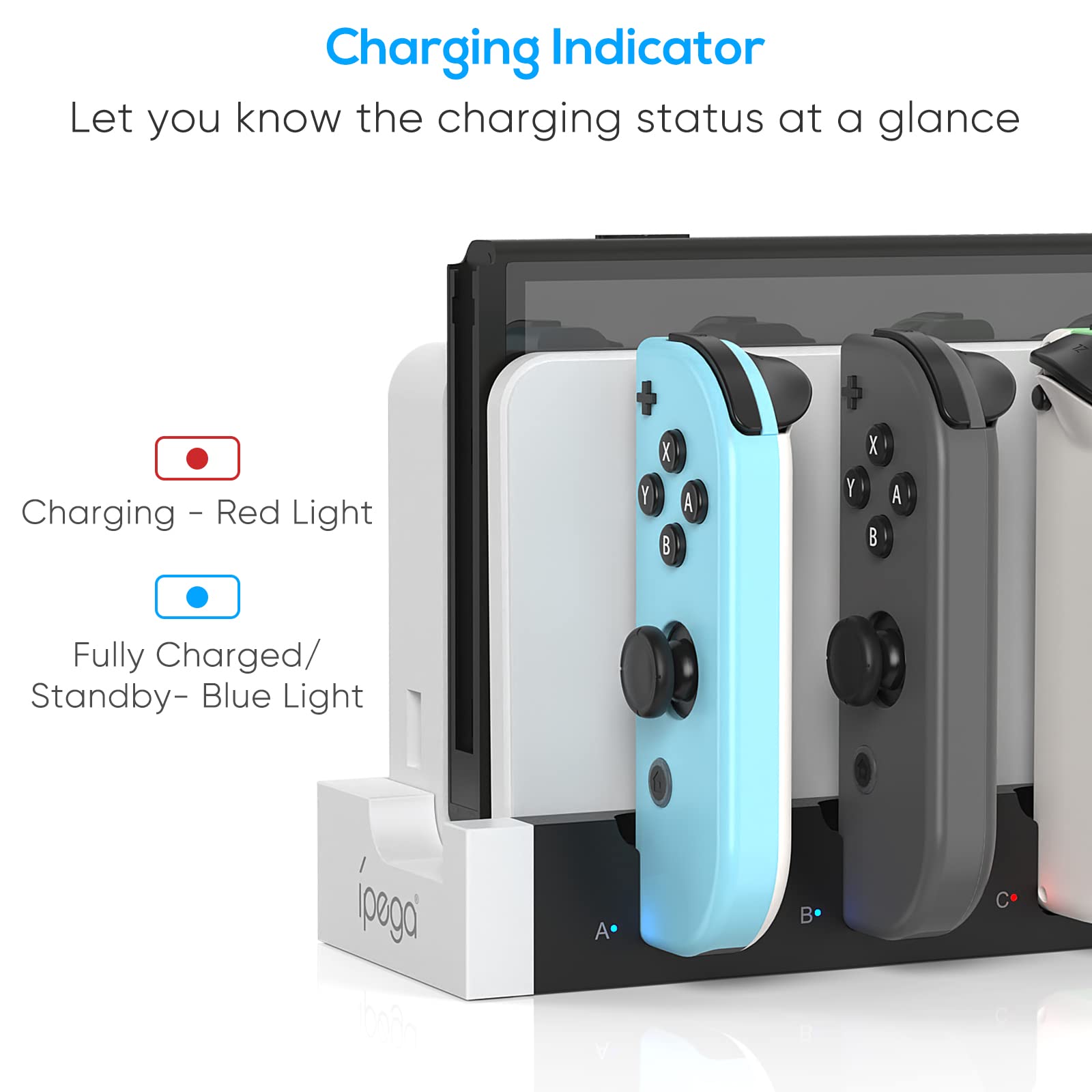 Nintendo Switch & OLED Joy-Con Charging Dock - 6-Port Controller Charger Station for Joycons | Fast Charging Stand for Nintendo Switch & OLED Model | Perfect for Gaming Parties & Multiplayer Sessions