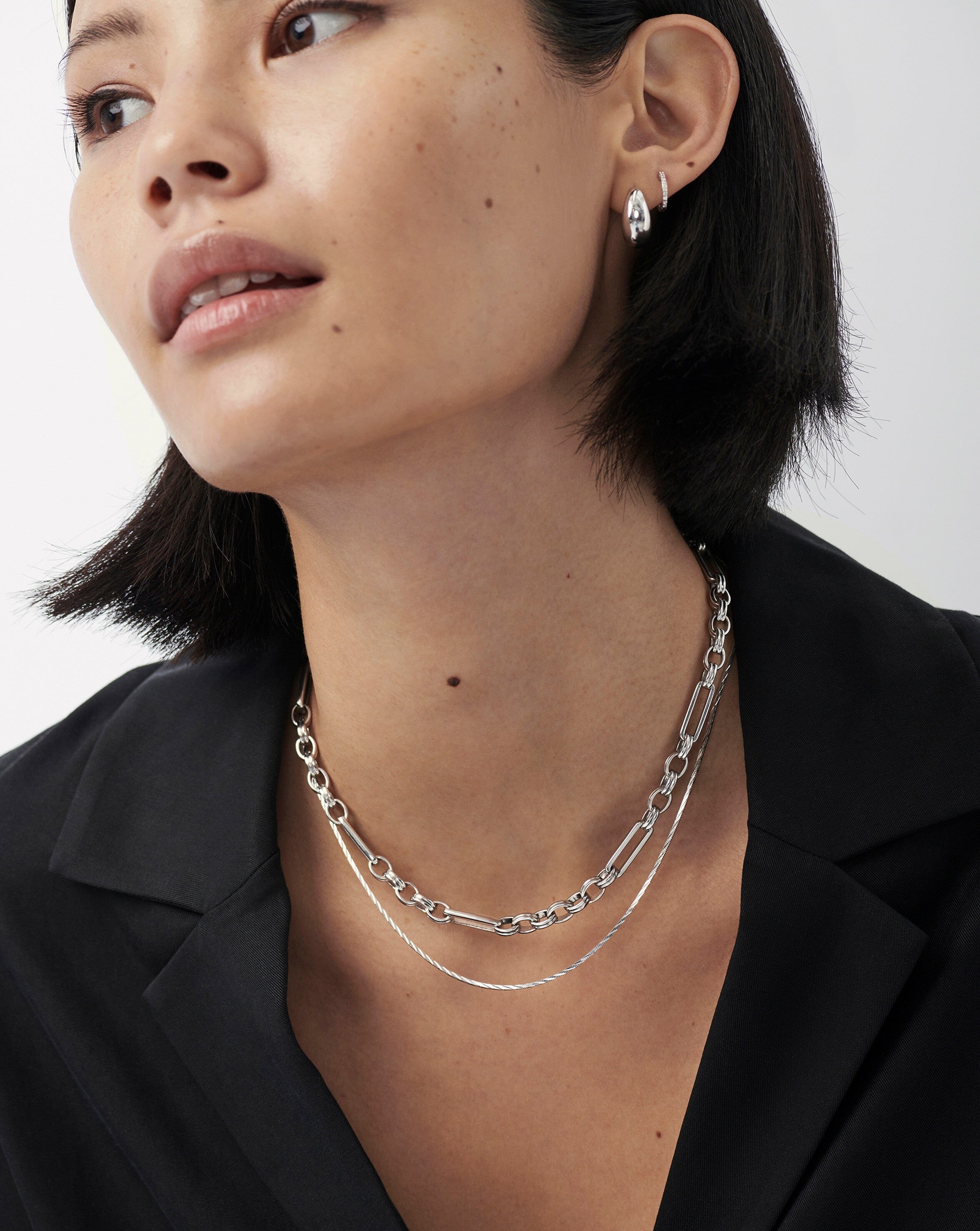 Savi Asymmetric Square Snake Chain Necklace for Women - Elegant Gold Plated Layering Necklace Jewelry Gift for Her - Perfect for Date Night, Party & Everyday Wear