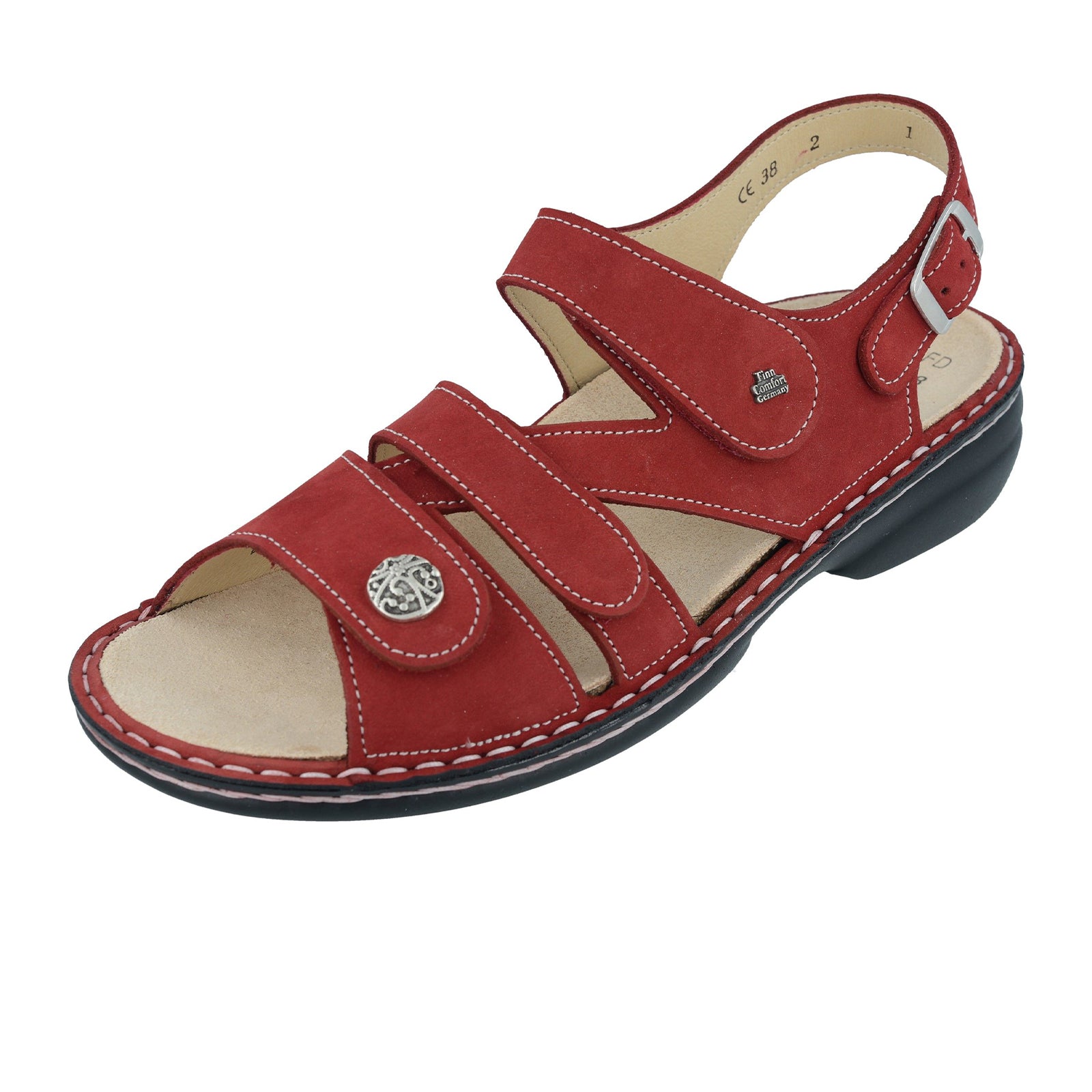 Finn Comfort Gomera S Backstrap Sandal for Women - Premium Chili Nubuk Leather Comfort Sandals | Perfect for Beach Vacations, Summer Walks & Casual Outings