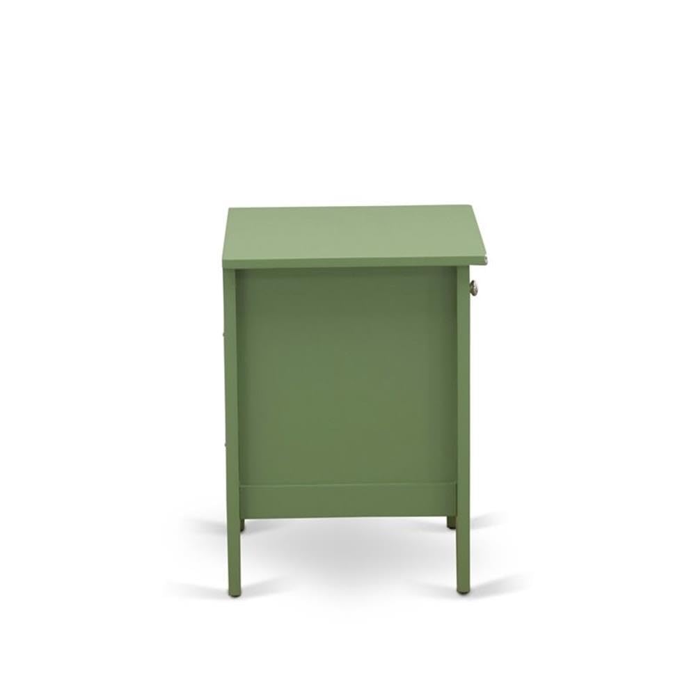 East West Furniture GA-12-ET Gallatin Night Stand - 18x21 Inch Rectangle Bedside Table with Drawer for Bedroom, Clover Green - Perfect for Storing Books, Lamps & Bedroom Essentials